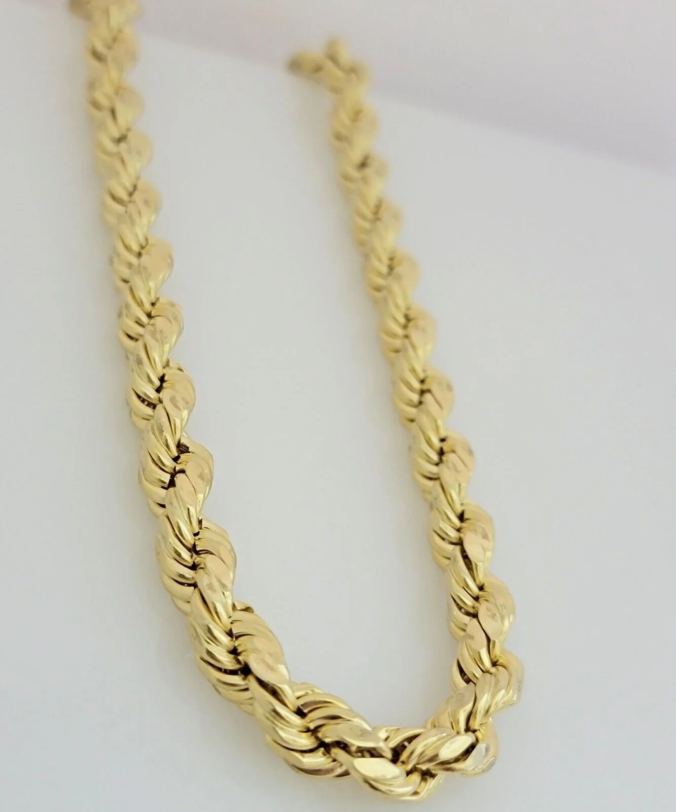 10K Yellow Gold Rope Chain Necklace 8mm 24 Inch REAL 10kt Diamond Cuts For Mens - Image 3