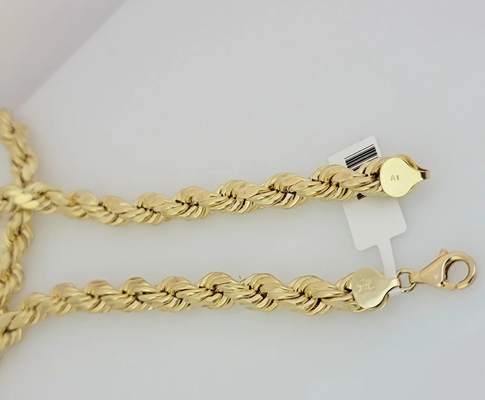 10K Yellow Gold Rope Chain Necklace 8mm 24 Inch REAL 10kt Diamond Cuts For Mens - Image 5