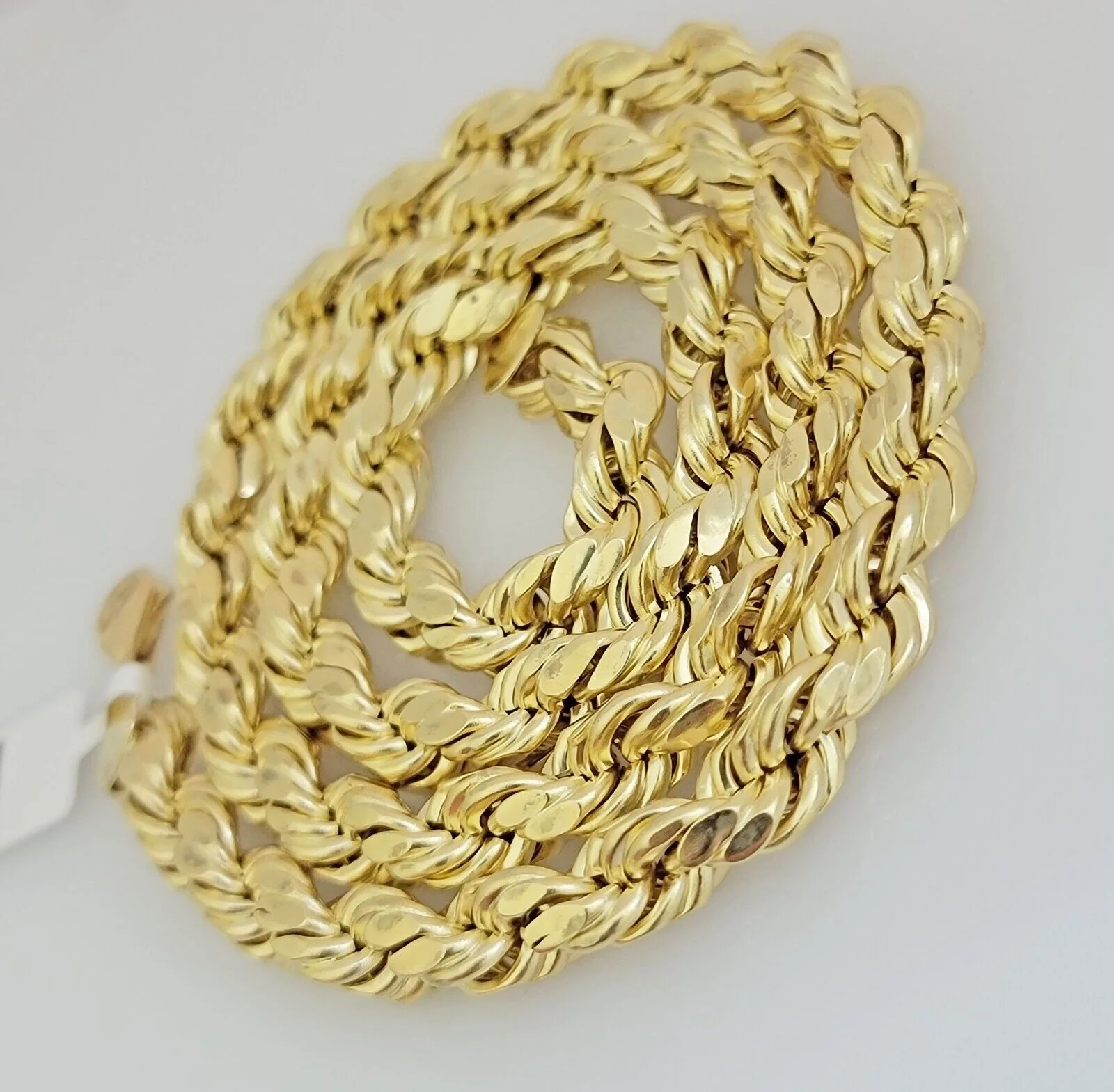 10K Yellow Gold Rope Chain Necklace 8mm 24 Inch REAL 10kt Diamond Cuts For Mens - Image 6