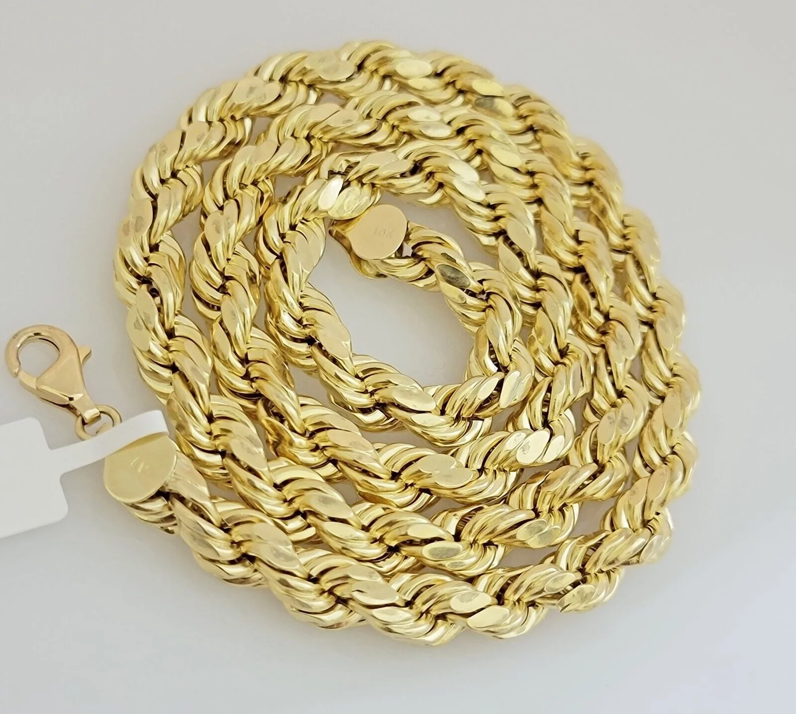 10K Yellow Gold Rope Chain Necklace 8mm 24 Inch REAL 10kt Diamond Cuts For Mens - Image 8