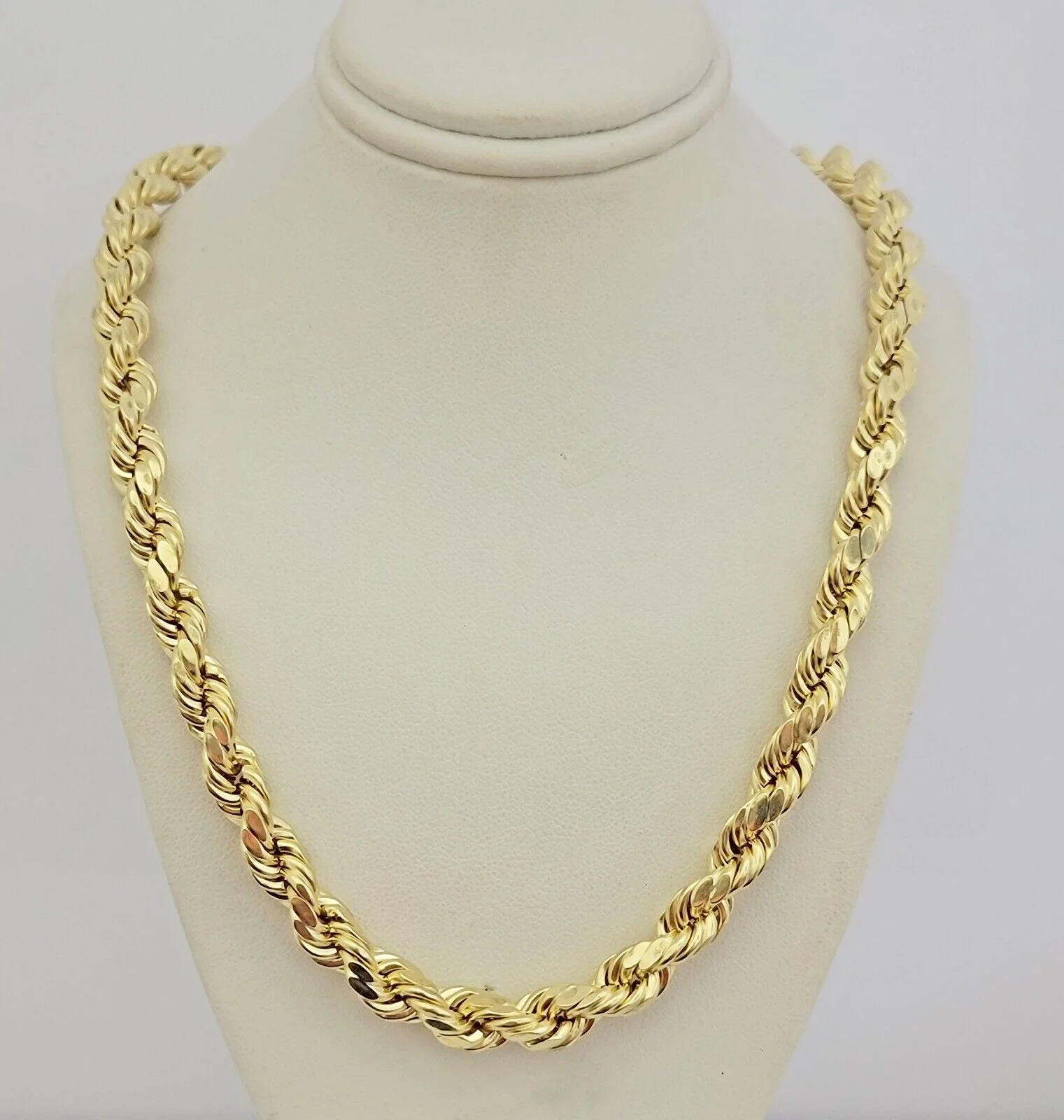 10K Yellow Gold Rope Chain Necklace 8mm 28" Choker REAL 10kt Diamond Cuts, Men's - Image 2