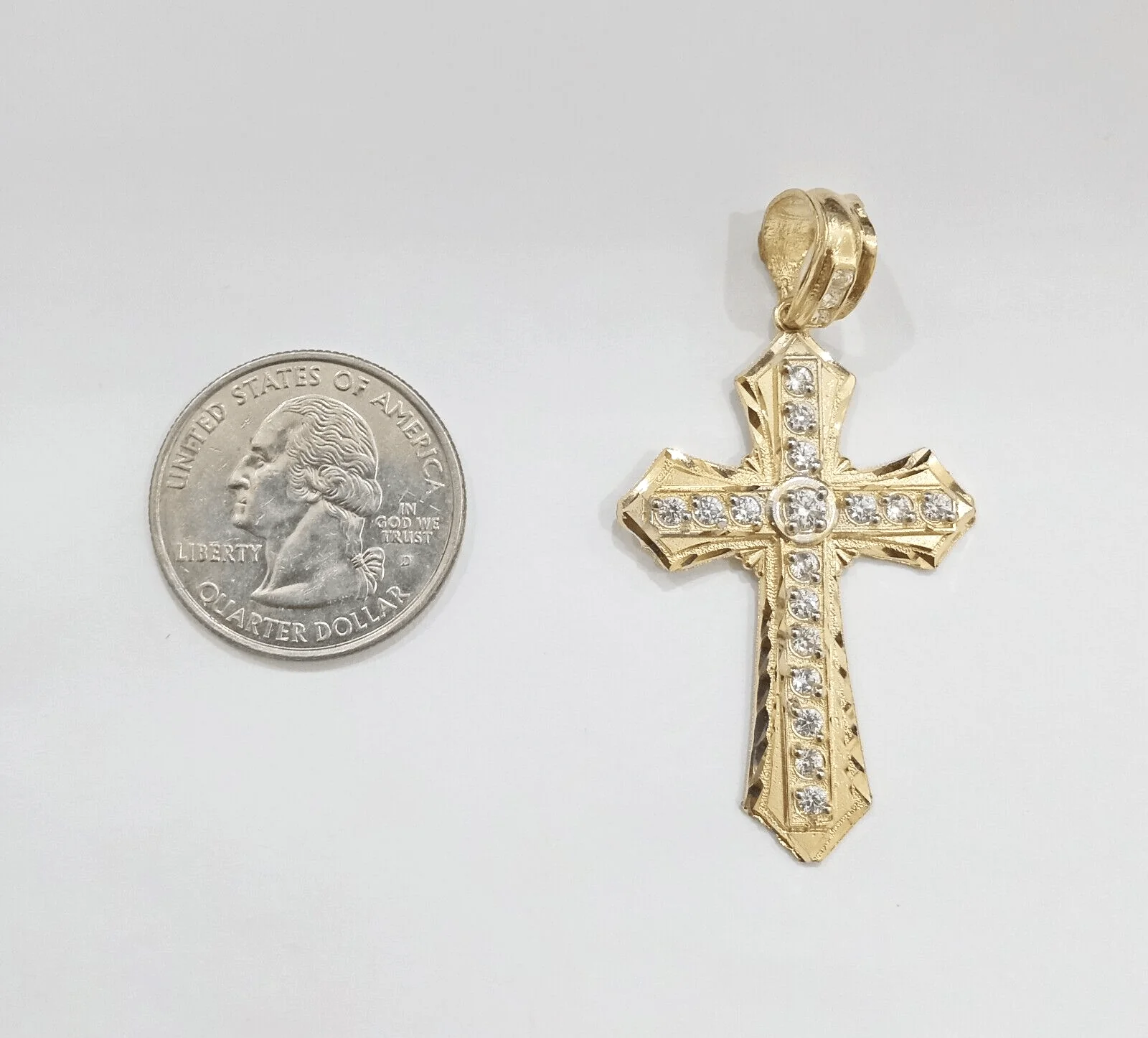 10k Yellow Gold Rope Chain Necklace Cross Charm Pendant Set 24" 5mm, REAL 10kt - Image 5