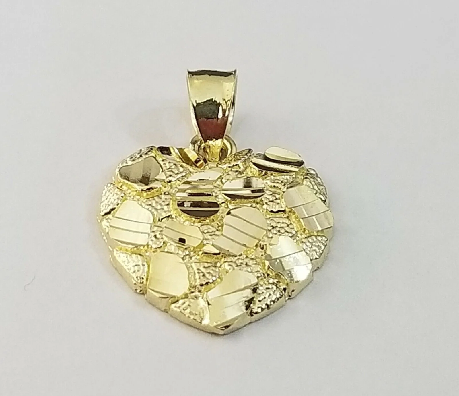 10k Yellow Gold Rope Chain Nugget Heart Charm Pendant 18" 20" 22" 24" 26" 28" - Image 5