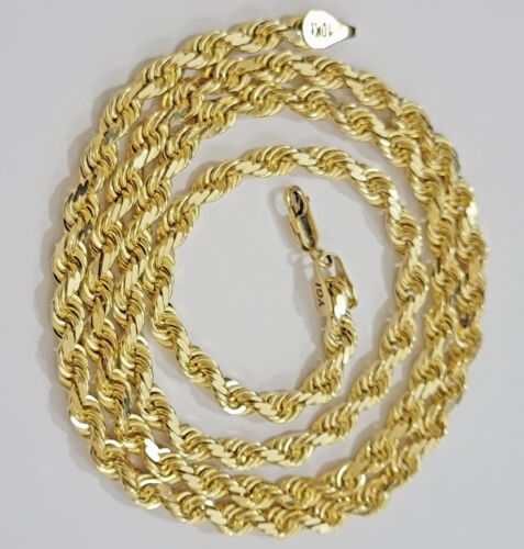 10k Yellow Gold Rope Chain Solid Necklace 6mm 18" Choker Length For Women Men - Image 2