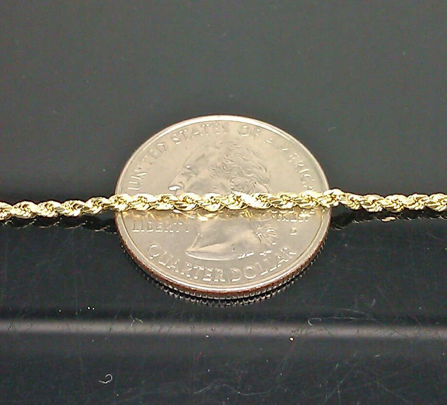 10k Yellow Gold Rope Necklace Chain 2mm 16" 18" 20" 22" 24" 26" Diamond Cut REAL - Image 3