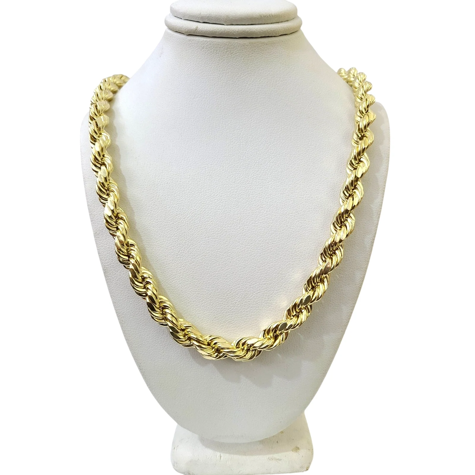 10k Yellow Gold Rope Necklace Chain 8mm 20-30 Inch Diamond Cuts Men's 10kt