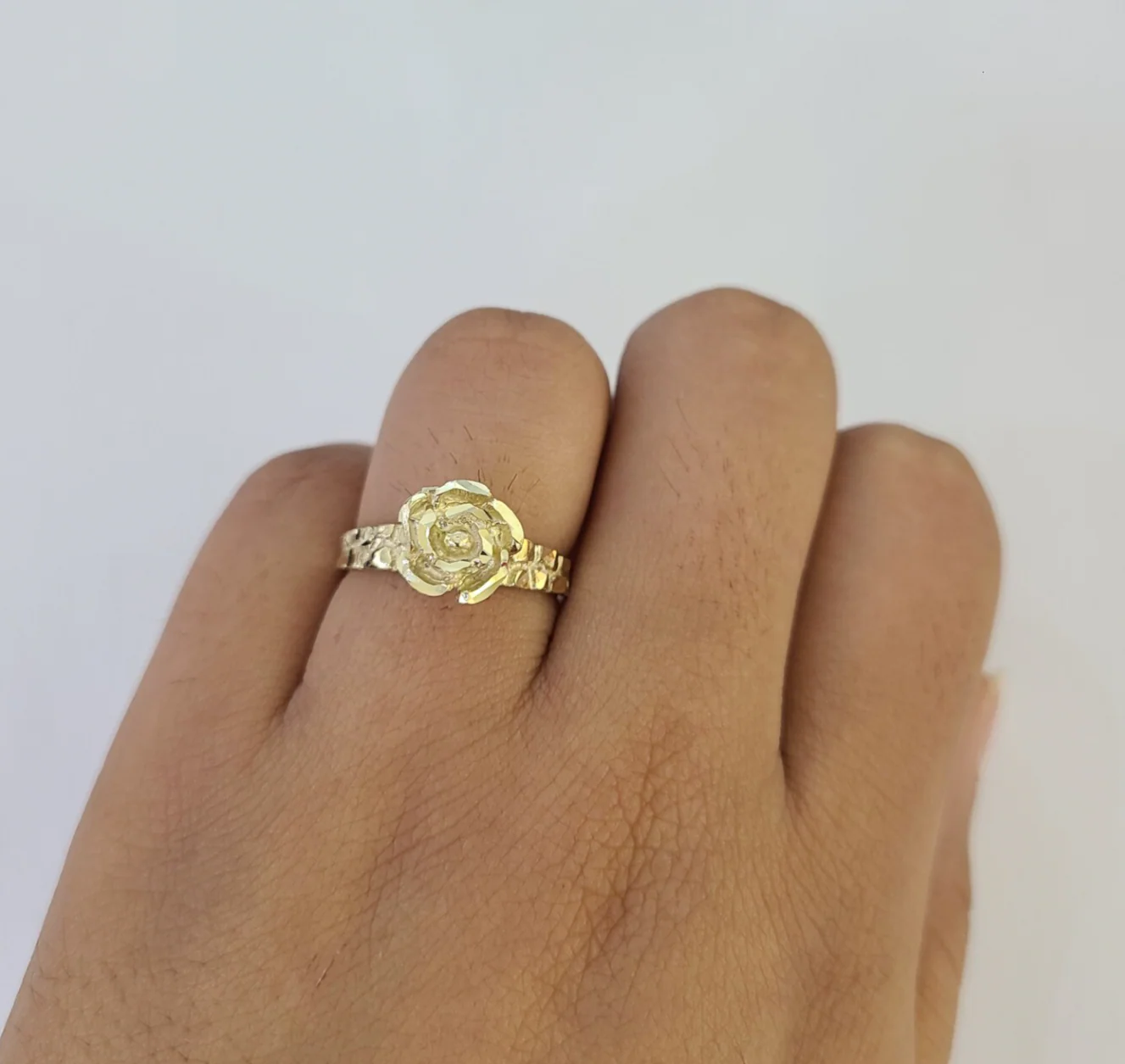 10k Yellow Gold Rose Flower Ring Nugget Casual Band Genuine Brand New All Sizes