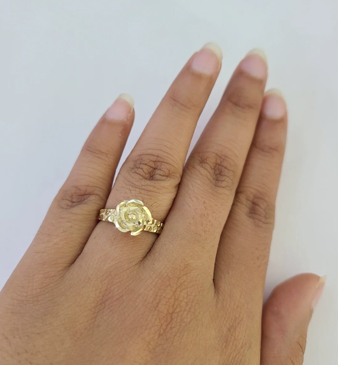 10k Yellow Gold Rose Flower Ring Nugget Casual Band Genuine Brand New All Sizes - Image 3