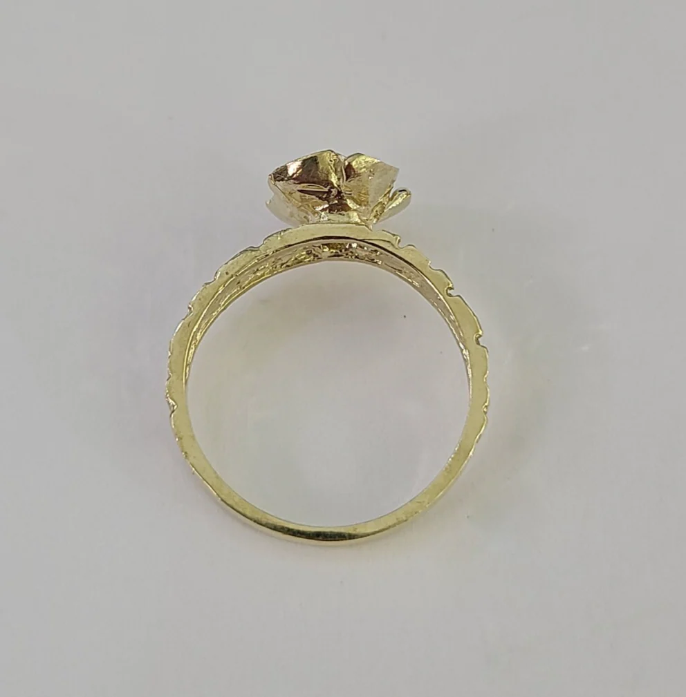 10k Yellow Gold Rose Flower Ring Nugget Casual Band Genuine Brand New All Sizes - Image 5