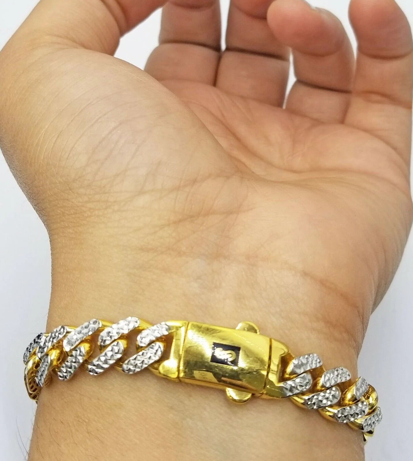 10K Yellow Gold Royal Monaco Cuban Bracelet 9mm Long Diamond Cut 7.5 inch - Image 3