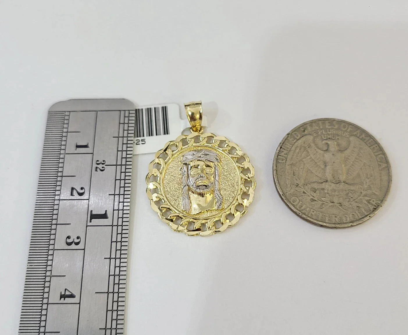 10k Yellow Gold Solid Cuban Curb Chain Jesus Head Pendant Charm 3mm Necklace - Image 5
