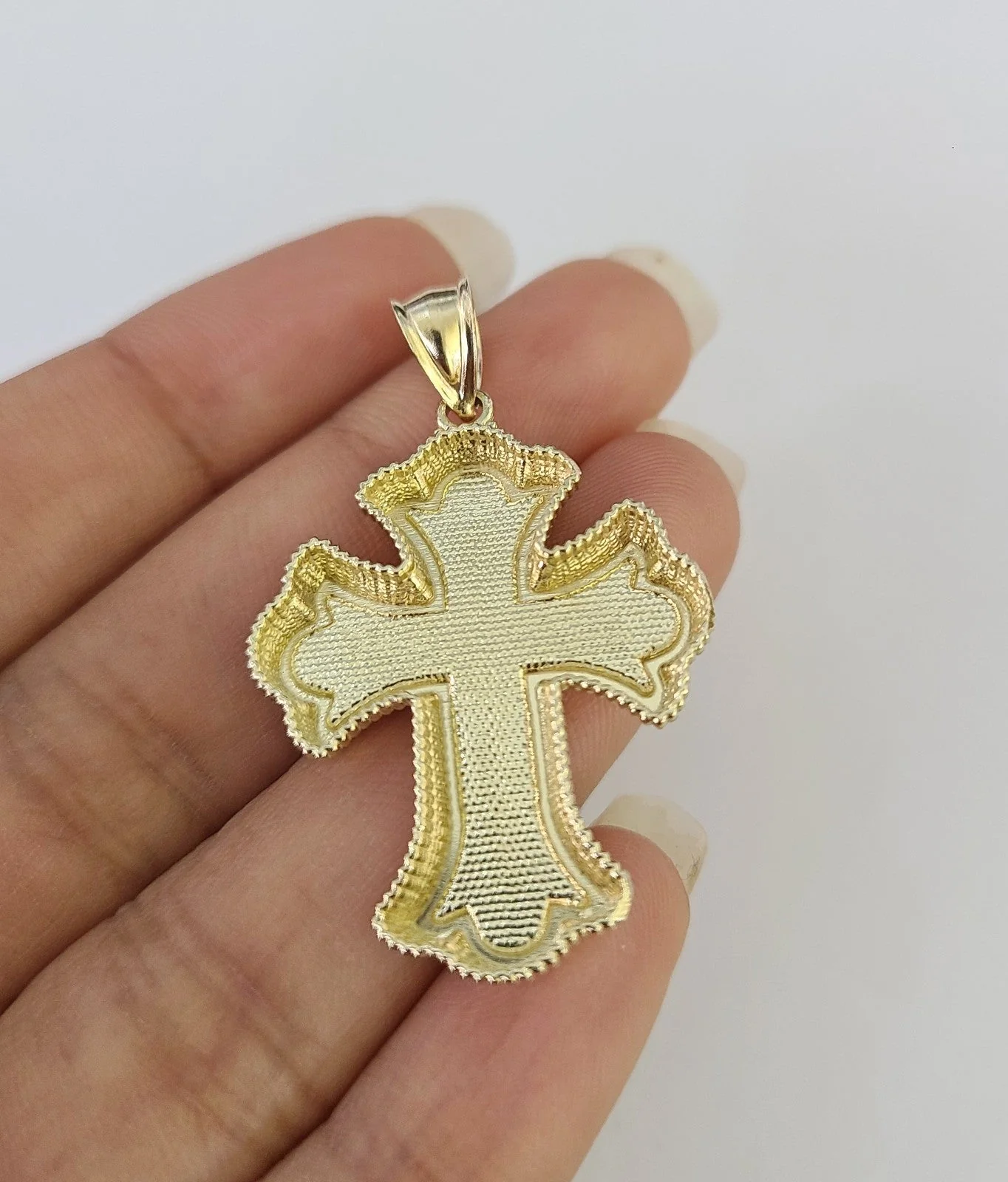 10kt Franco Chain Necklace Jesus Cross Charm Pendant 3mm 18-28 Inch Yellow Gold - Image 6
