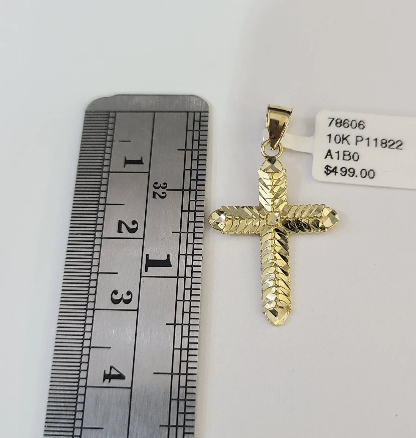 10kt Franco Chain Necklace Jesus Cross Pendant 1mm 16-22 Inches Ladies Gold - Image 4