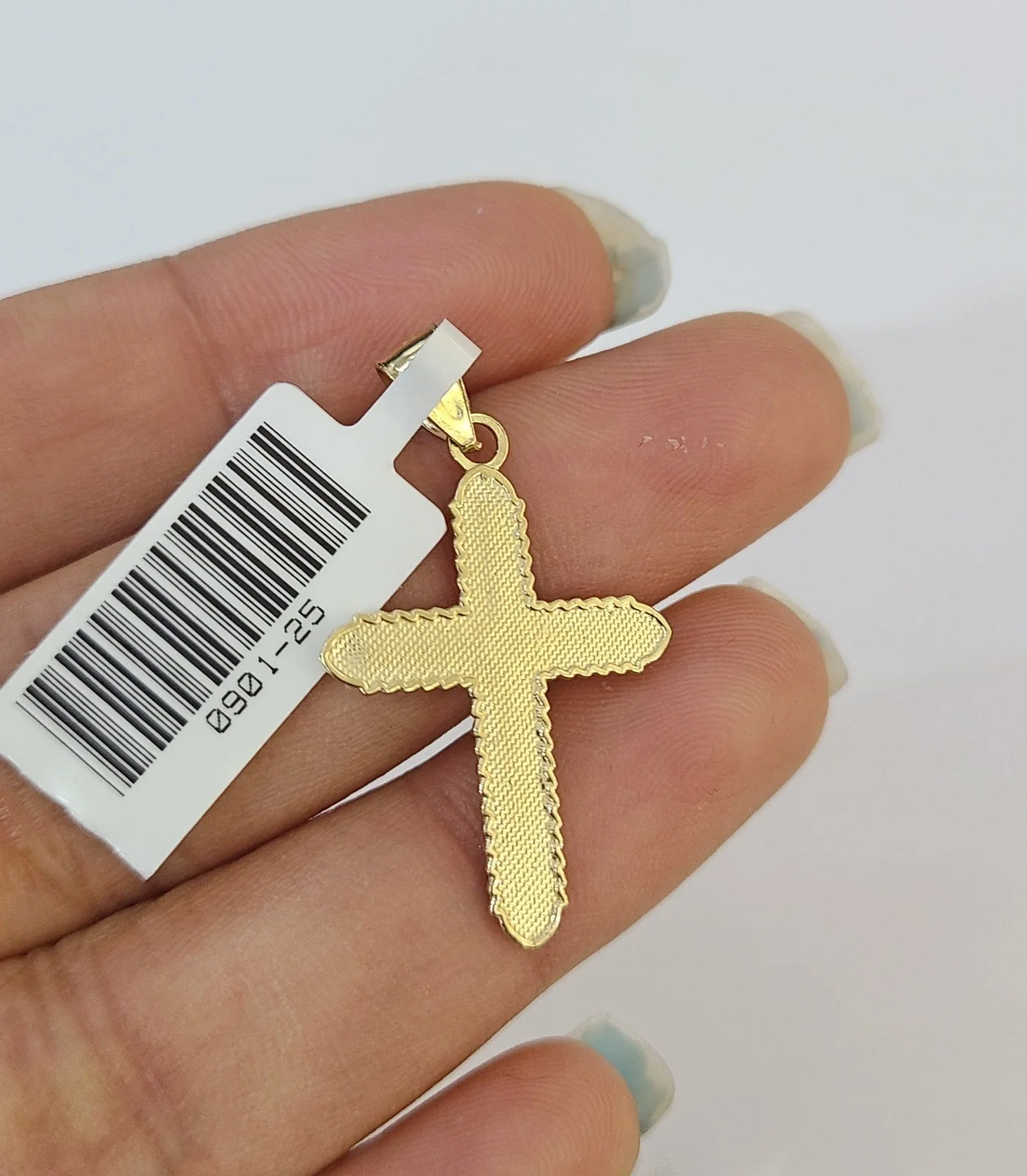 10kt Franco Chain Necklace Jesus Cross Pendant 1mm 16-22 Inches Ladies Gold - Image 7