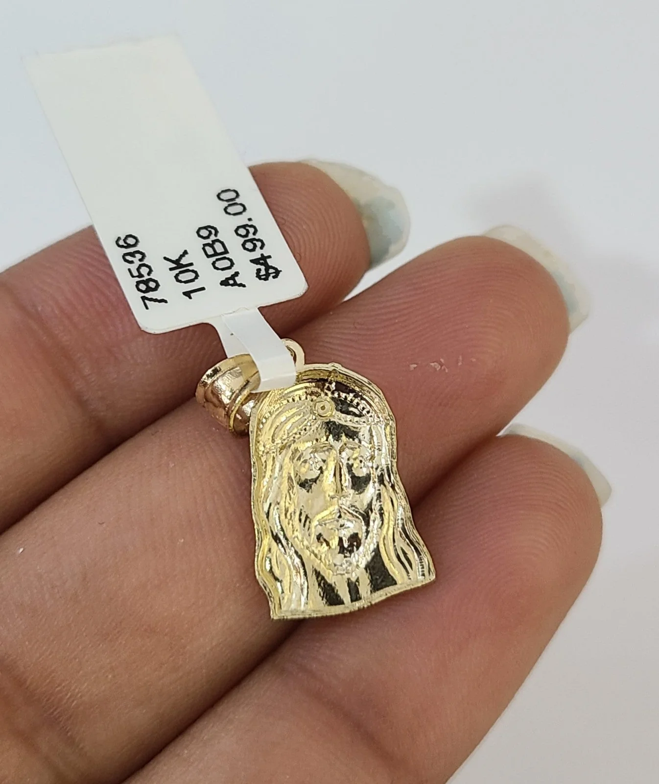 10kt Franco Chain Necklace Jesus Head Charm Pendant 1mm 16-22 Inches Ladies Gold - Image 6