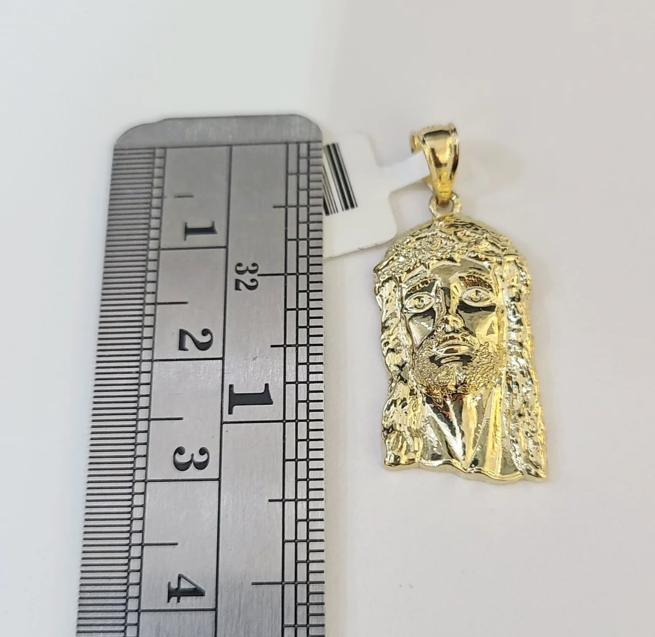 10kt Franco Chain Necklace Jesus Head Charm Pendant 1mm 16-22 Inches Ladies Gold - Image 4