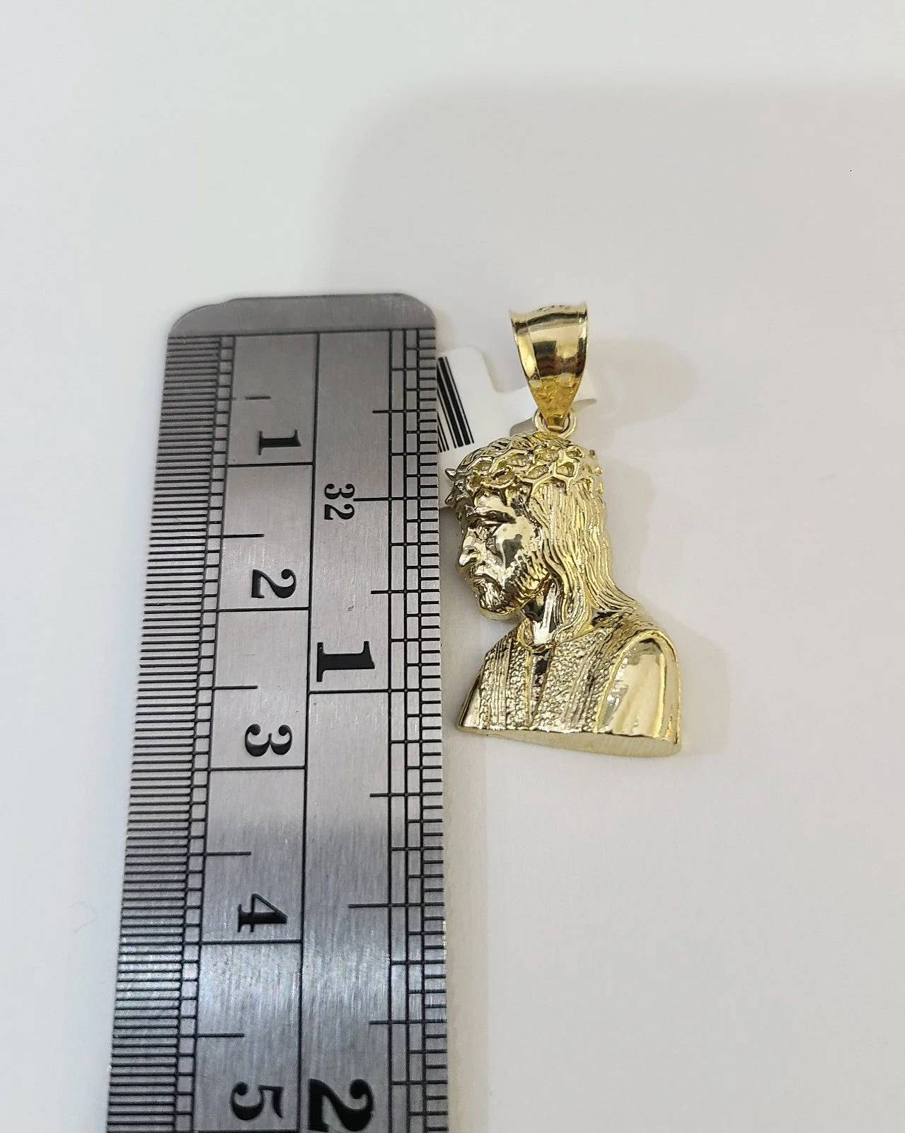 10kt Franco Chain Necklace Jesus Head Charm Pendant 1mm 16-22 Inchs Ladies Gold - Image 5