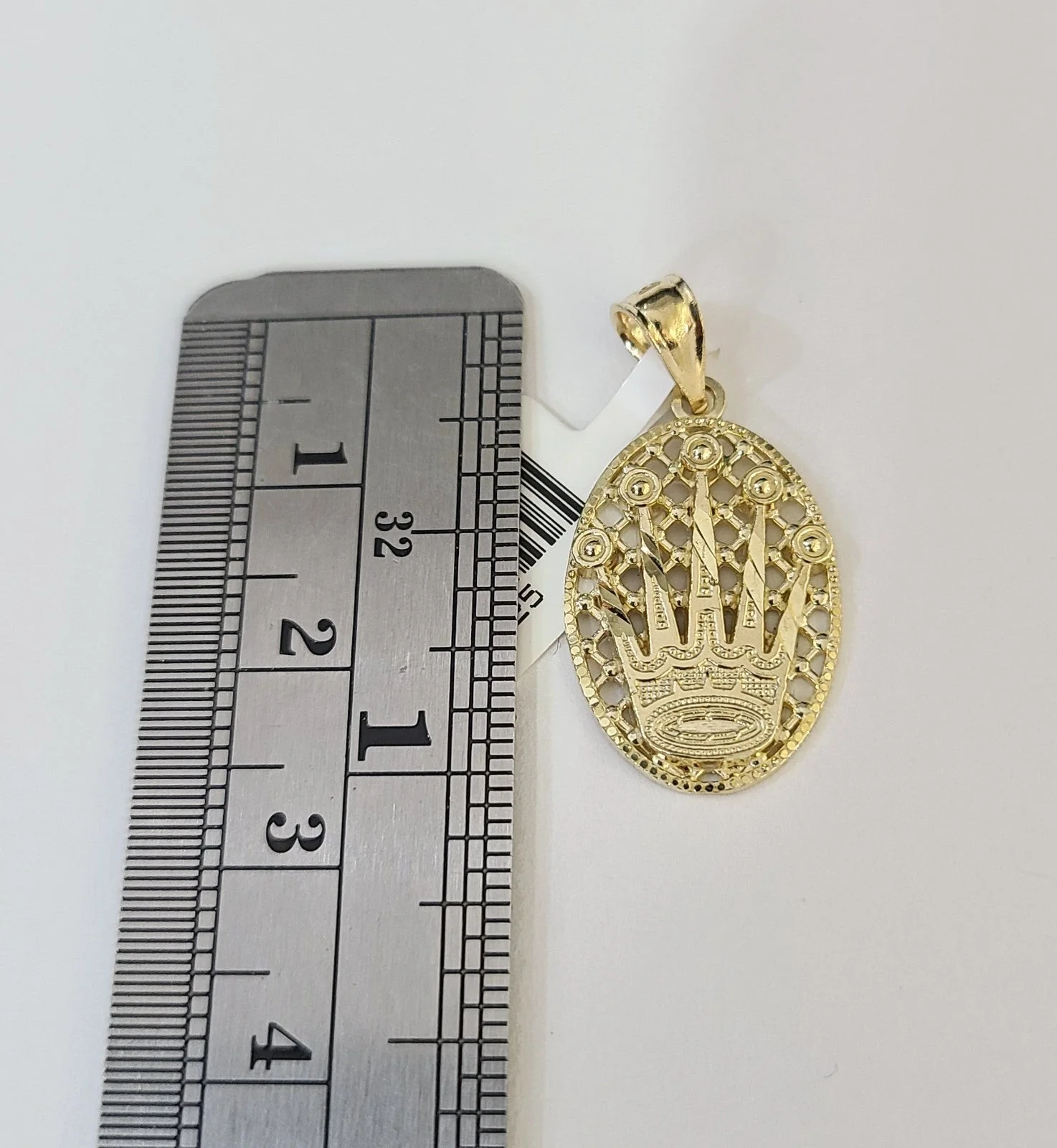 10kt Franco Chain Necklace King Crown Charm Pendant 1mm 16-22 Inches Ladies Gold - Image 4