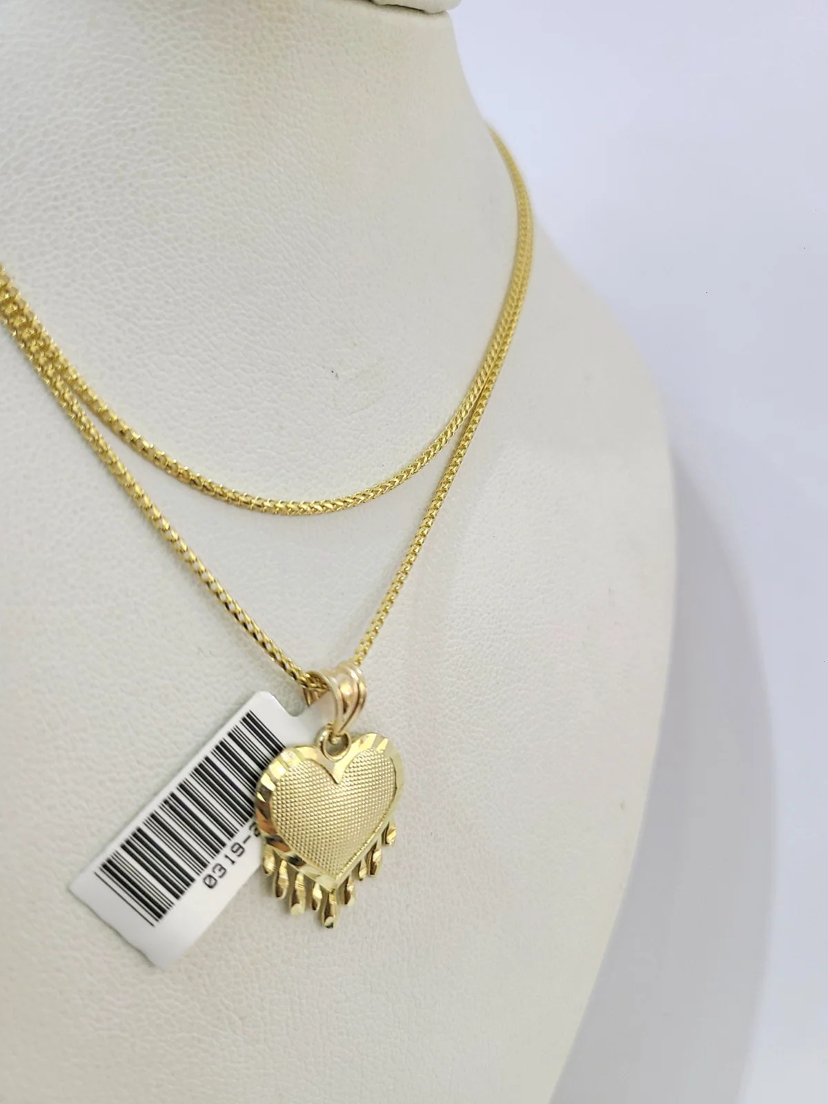 10kt Franco Gold Chain Necklace Dripping Heart Charm 1mm 16-22 Inches Ladies - Image 5