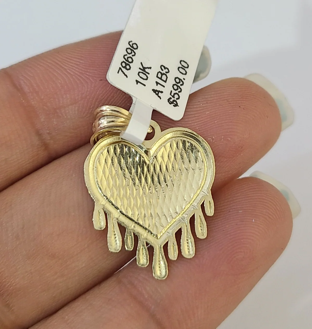 10kt Franco Gold Chain Necklace Dripping Heart Charm 1mm 16-22 Inches Ladies - Image 7