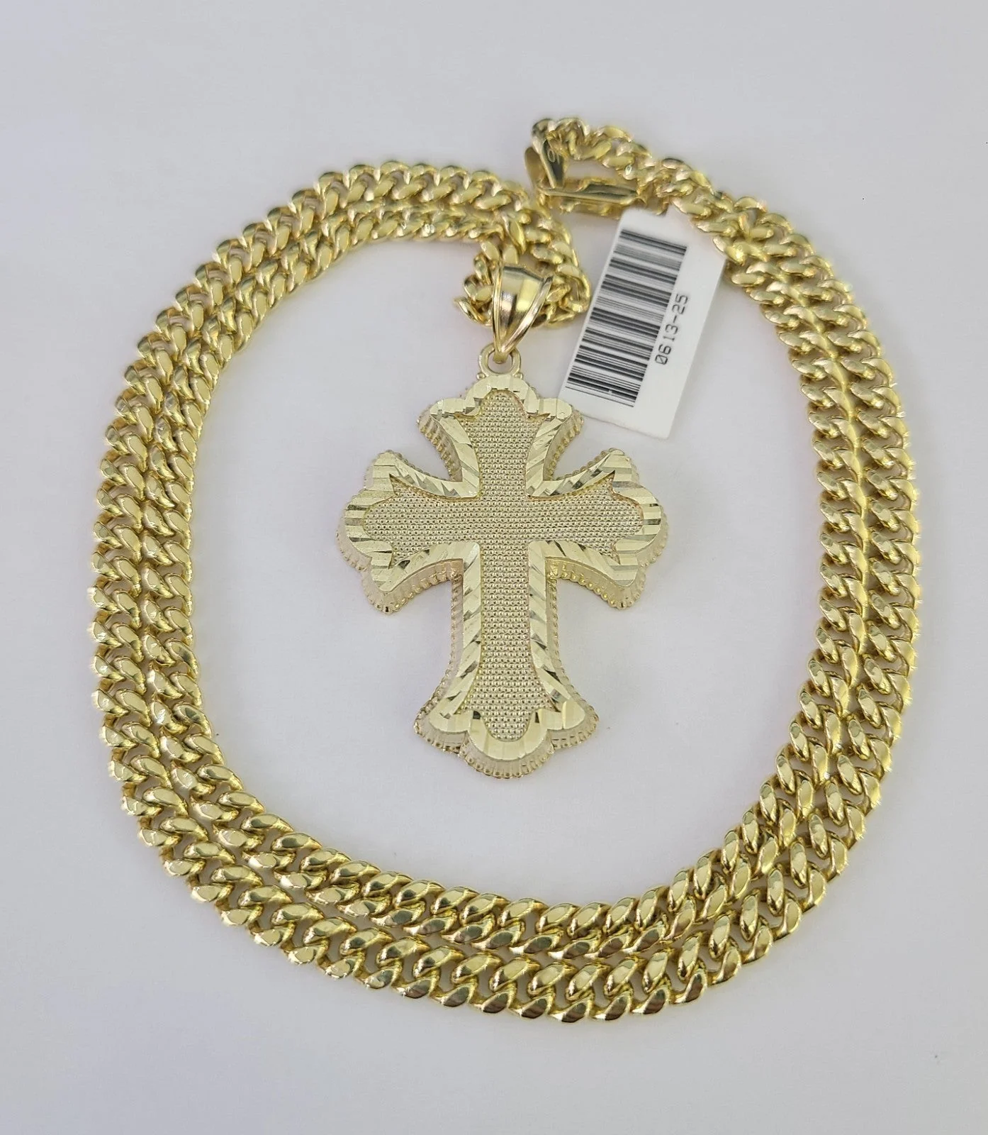 10kt Gold Jesus Roman Cross Charm Miami Cuban Chain Pendant 5mm 18"-28" Necklace - Image 2