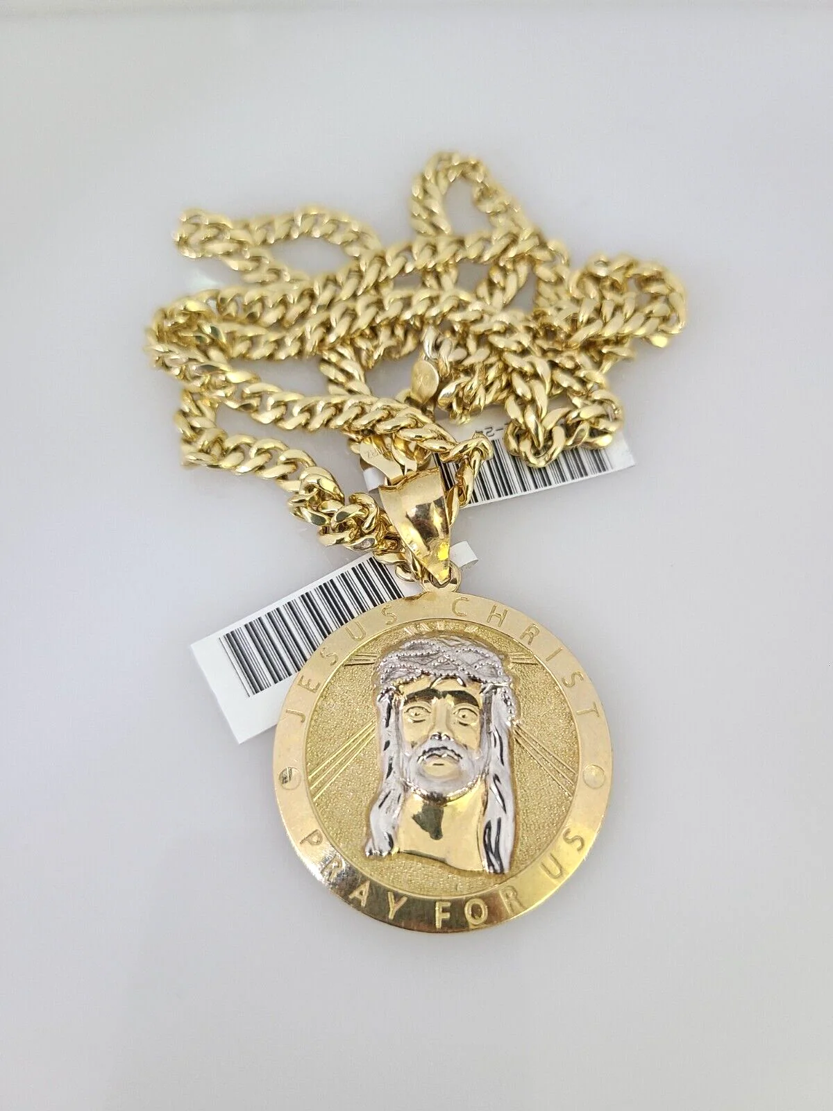10kt Gold Miami Cuban Chain Jesus Christ Charm Pendant 5mm 18-28 Inch Necklace - Image 4