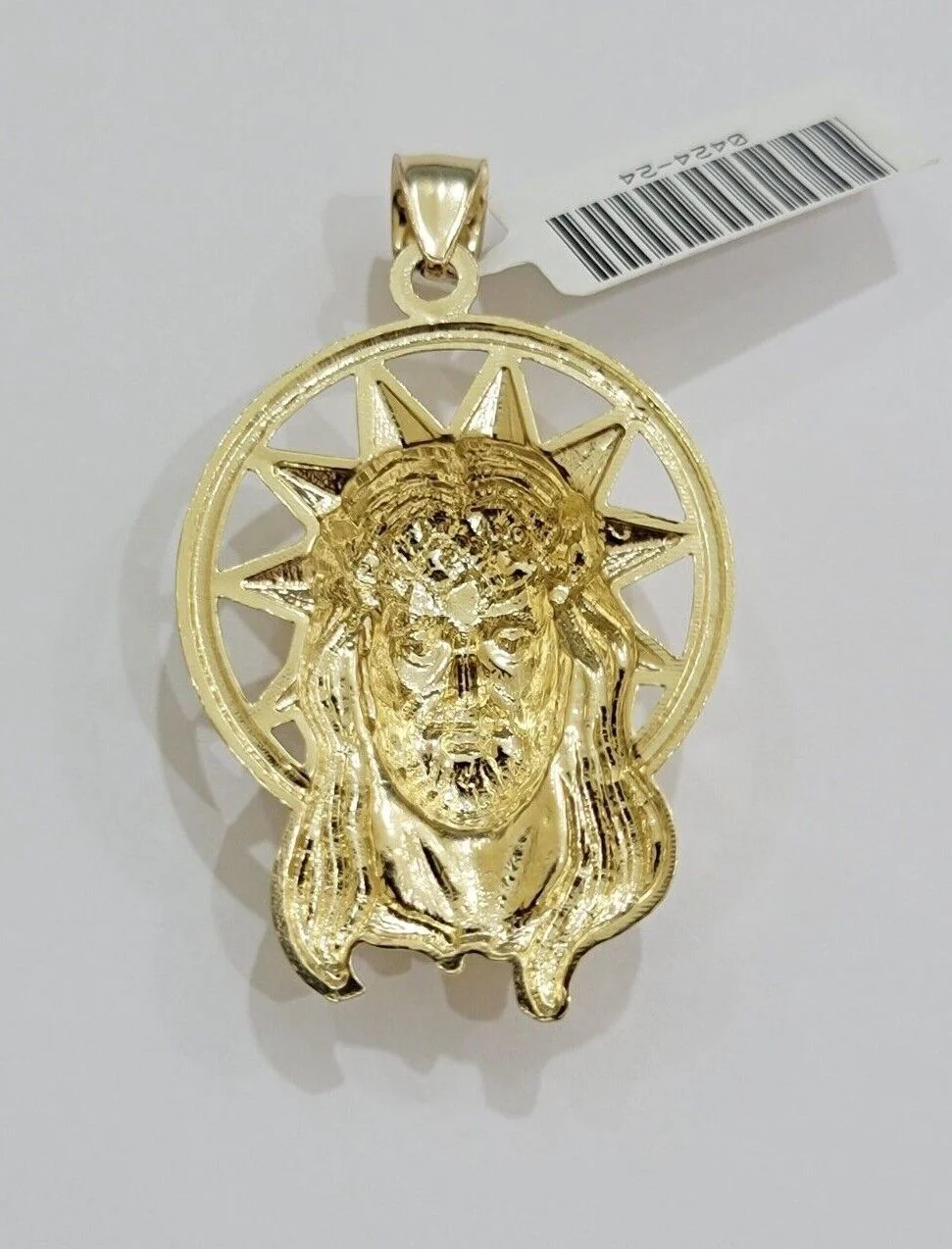 10kt Gold Miami Cuban Chain Jesus Head Charm Pendant Set 18-28 Inch 5mm Necklace - Image 3