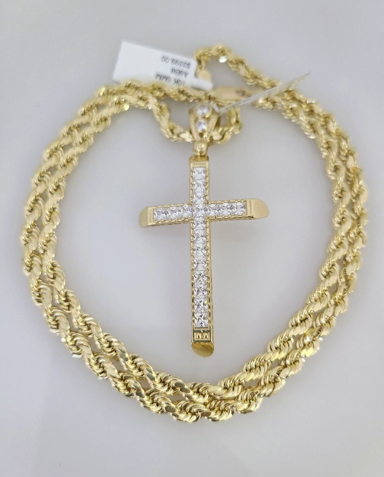 10kt Gold Rope Chain Jesus Cross Charm Set 18"-30'' Inch 5mm Necklace Pendant - Image 2