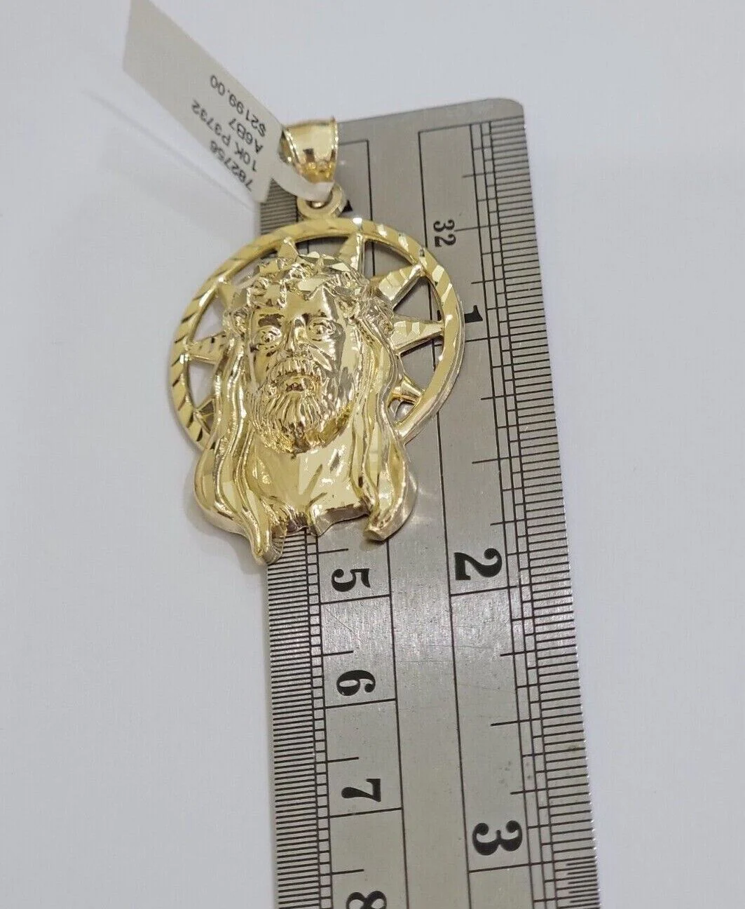 10kt Gold Rope Chain Jesus Head Charm Pendant Set 18-30'' Inch 5mm Necklace SALE - Image 5