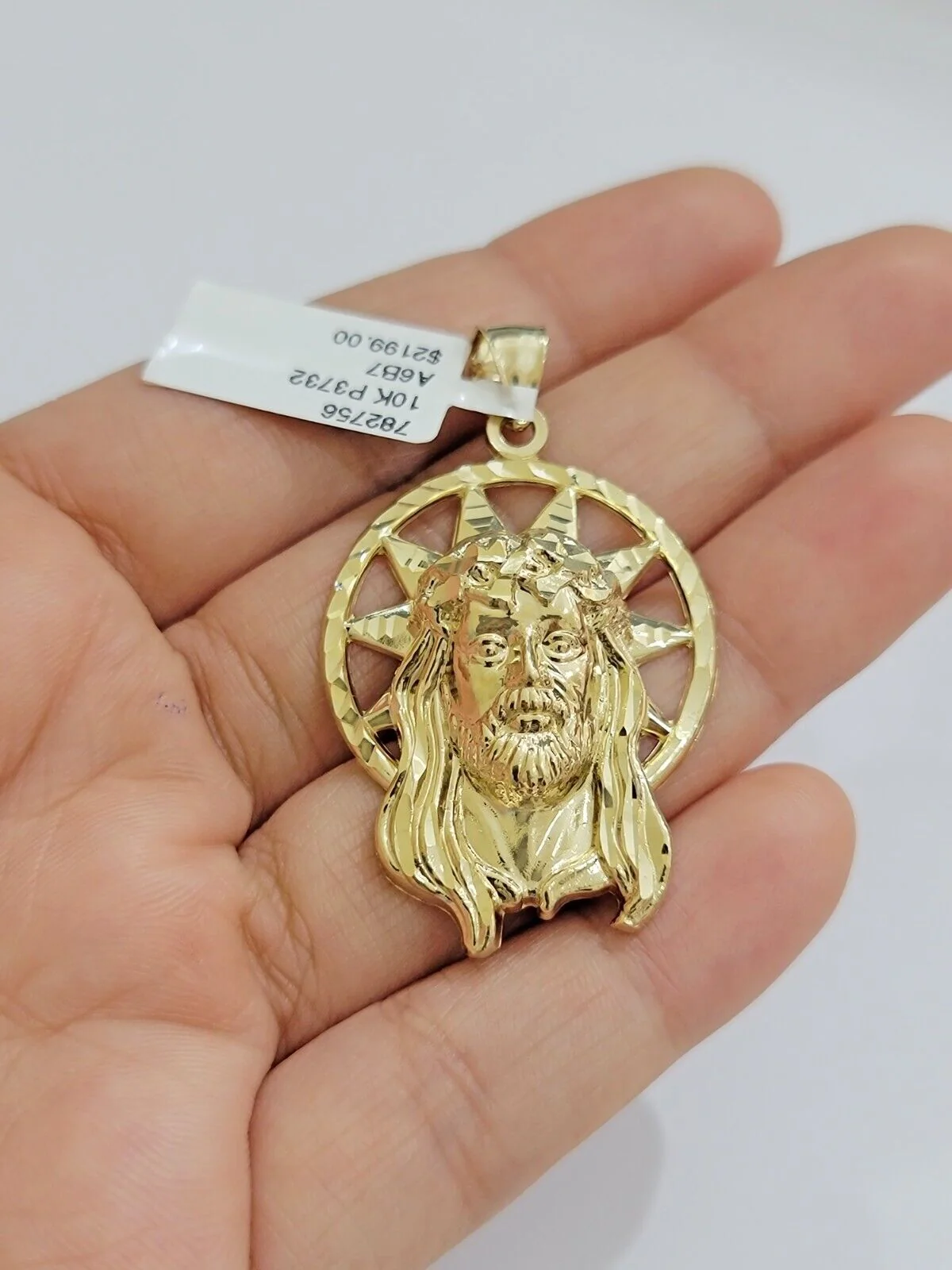 10kt Gold Rope Chain Jesus Head Charm Pendant Set 18-30'' Inch 5mm Necklace SALE - Image 6