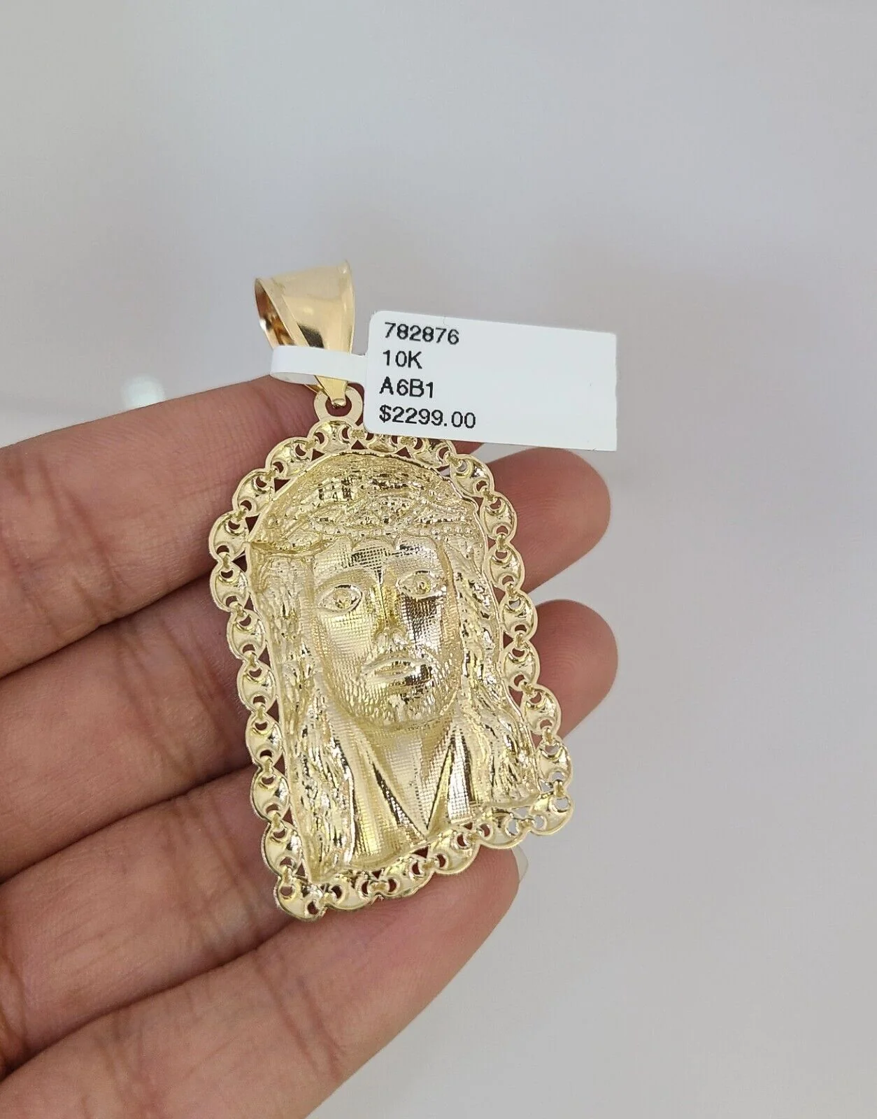 10kt Gold Rope Chain Jesus Head Pendant Charm Set 18"-30'' Inch 5mm Necklace - Image 5
