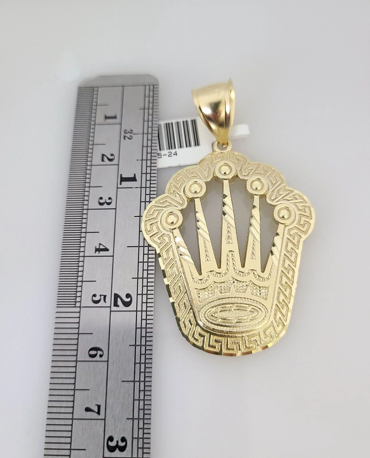 10kt Gold Rope Chain King Crown Pendant Charm Set 18"-30'' Inch 5mm Necklace - Image 2