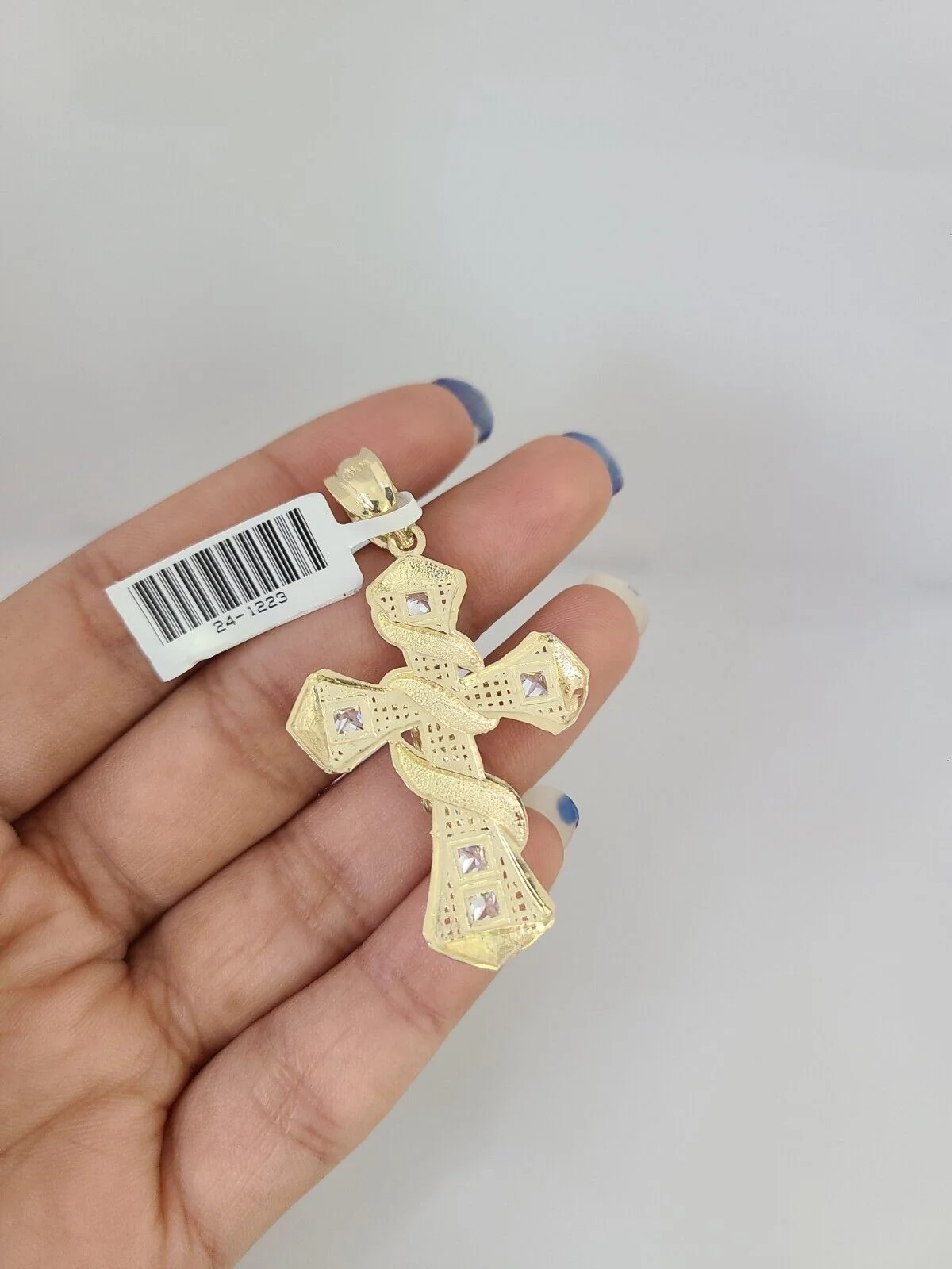 10kt Gold Rope Chain Spiral Cross Charm Set 18"-30'' Inch 6mm Necklace Pendant - Image 7