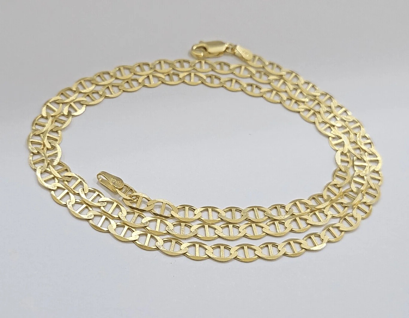 10kt Yellow Gold Anchor Mariner Link Chain Necklace 18Inch 4mm Lobster Lock Real - Image 3