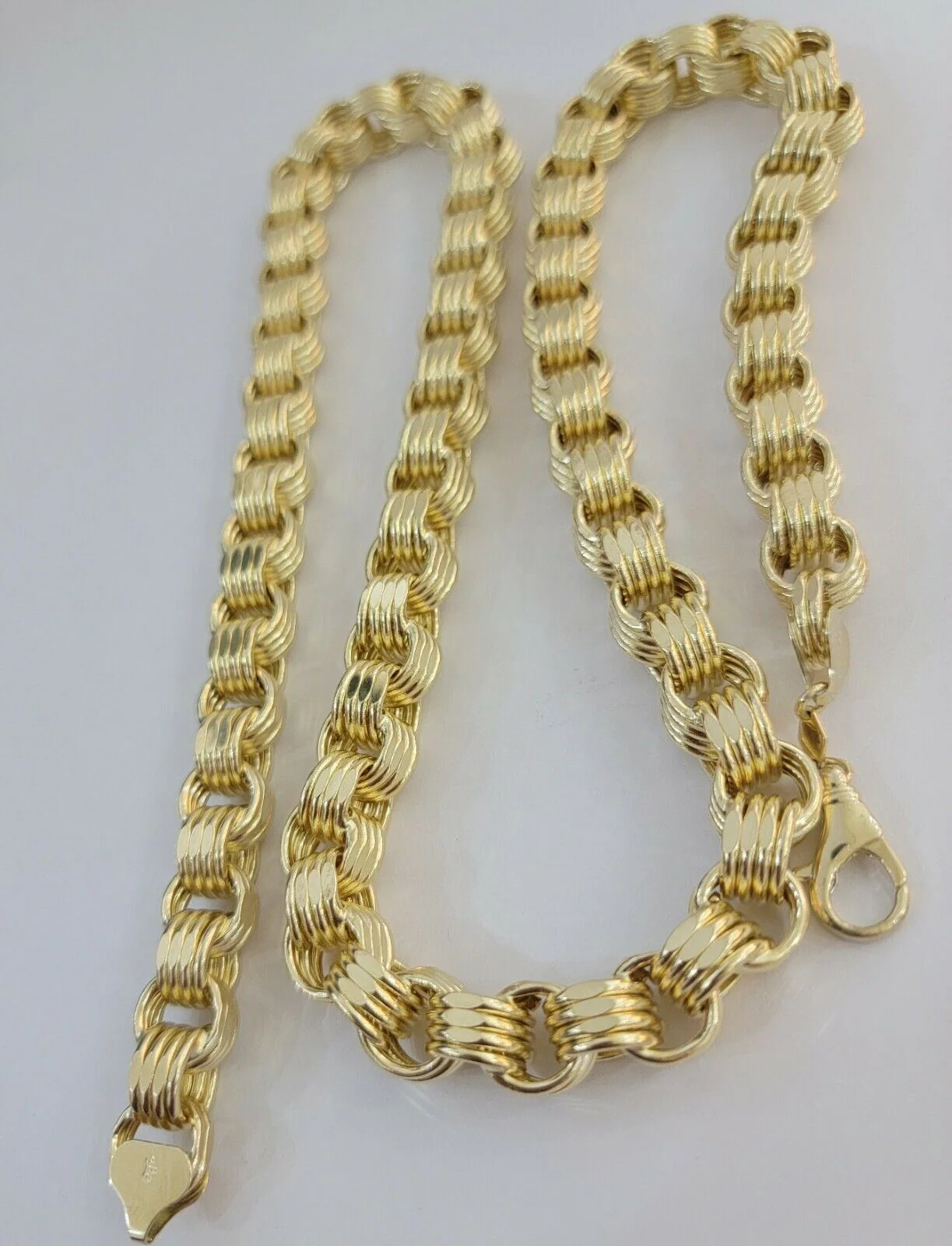 12.5mm Byzantine Box chain Necklace 26 Inch Real 10k Yellow Gold Men's , Thick - Image 6