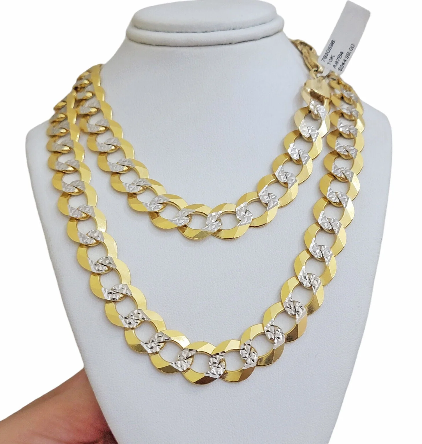 12.5mm Cuban Curb Link Chain Necklace 28" Diamond Cut Men 10k Yellow Gold SOLID - Image 4
