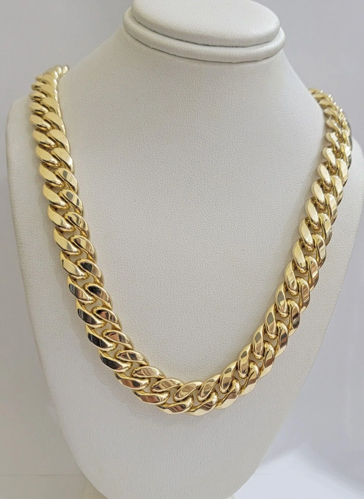 12mm Cuban Link Chain 10k Yellow Gold Mens Necklace 26" Box Clasp Real 10KT SALE - Image 7