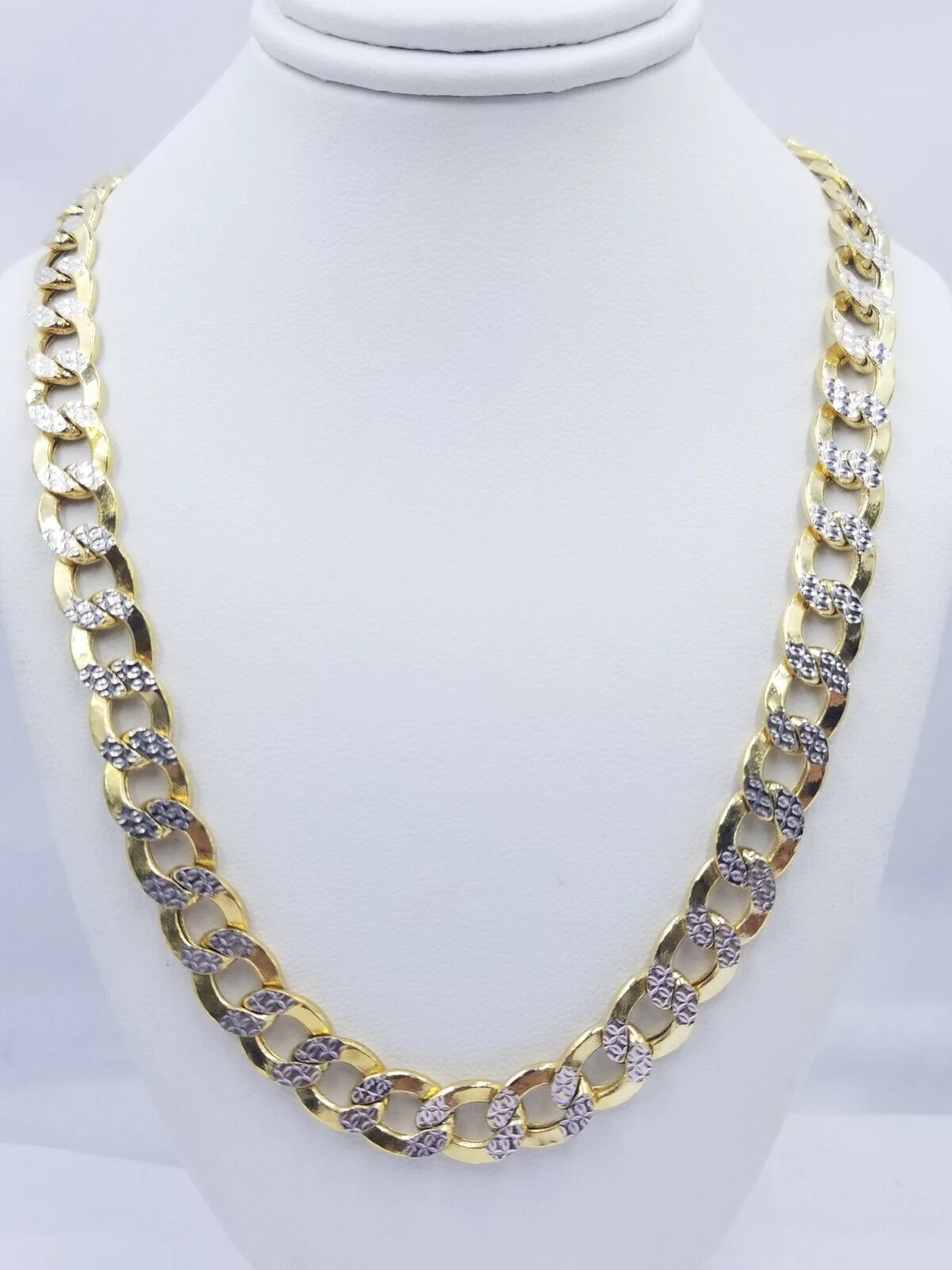 12MM Real Gold Mens Necklace Cuban Link 20-30" Diamond Cut 10k Yellow Gold Chain