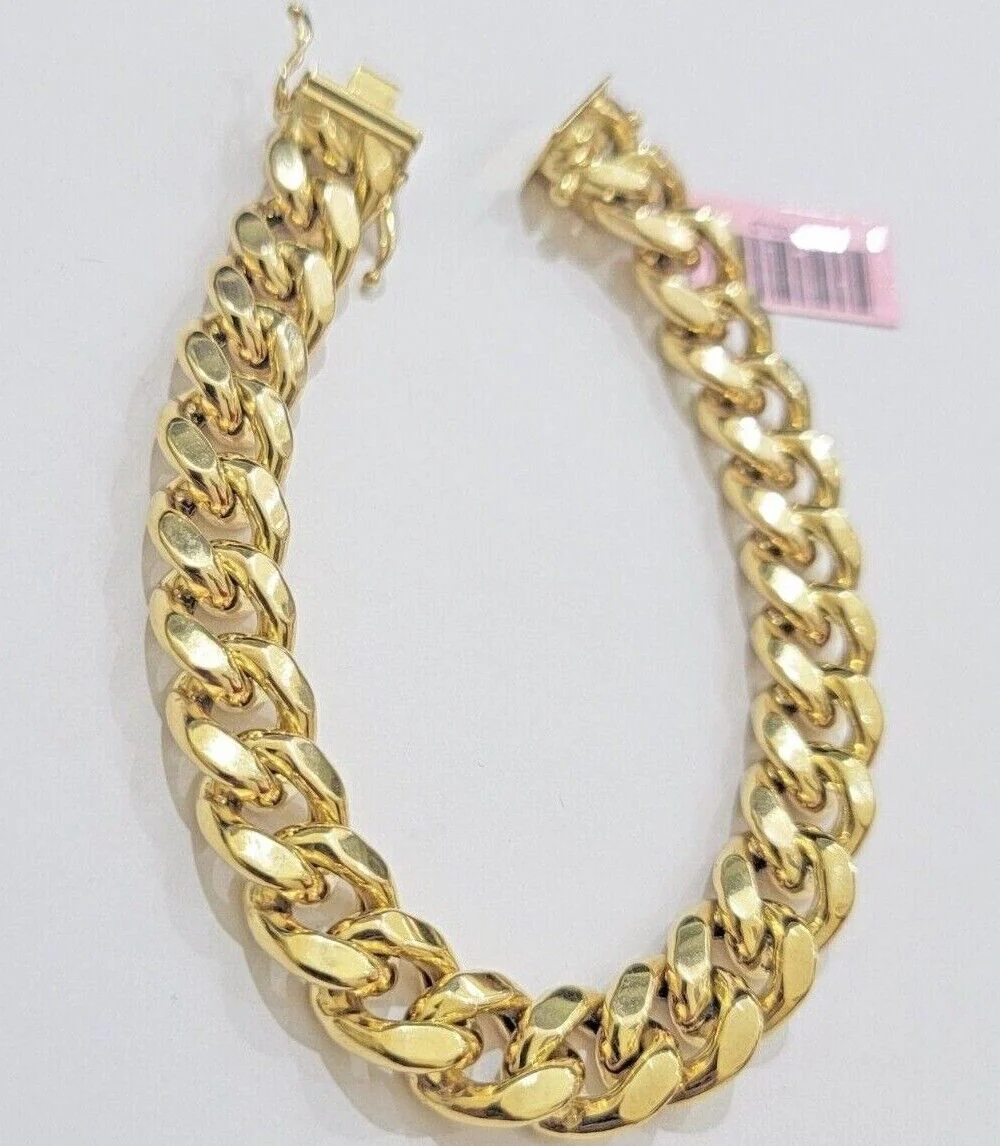 13mm 14k Gold Bracelet Miami Cuban Link 7.5"- 10 Inch Mens Real 14kt Yellow Gold - Image 4