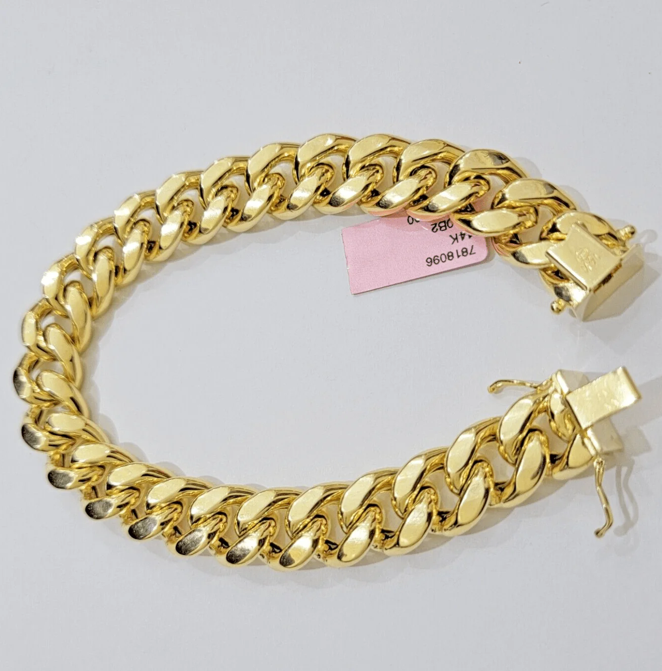 13mm 14k Yellow Gold Bracelet 7.5 Inch Miami Cuban Link Box Clasp Mens REAL 14kt - Image 3