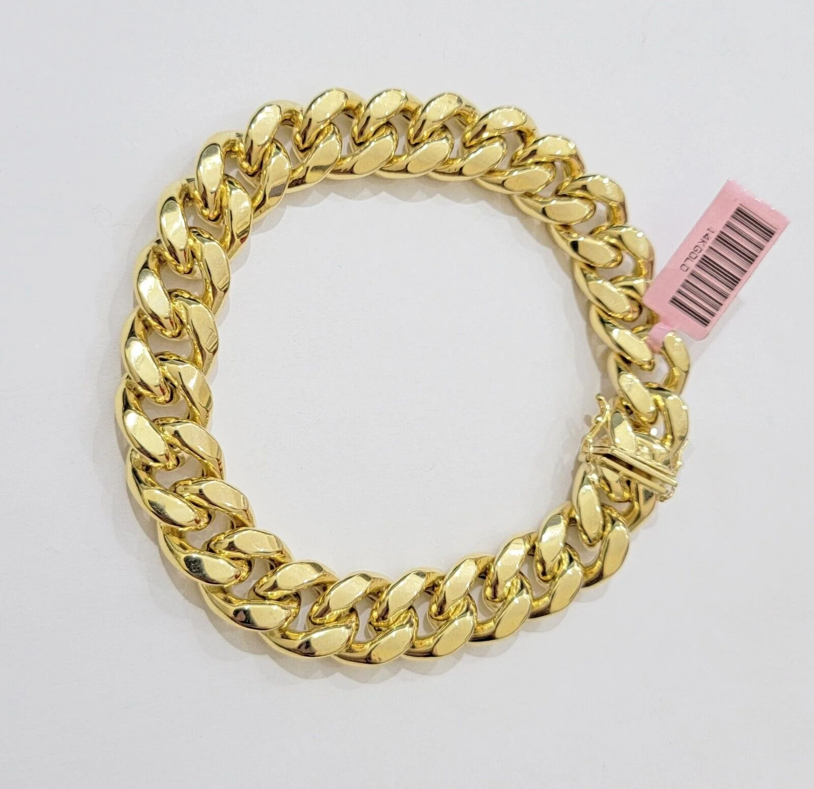 13mm 14k Yellow Gold Bracelet 7.5 Inch Miami Cuban Link Box Clasp Mens REAL 14kt - Image 9