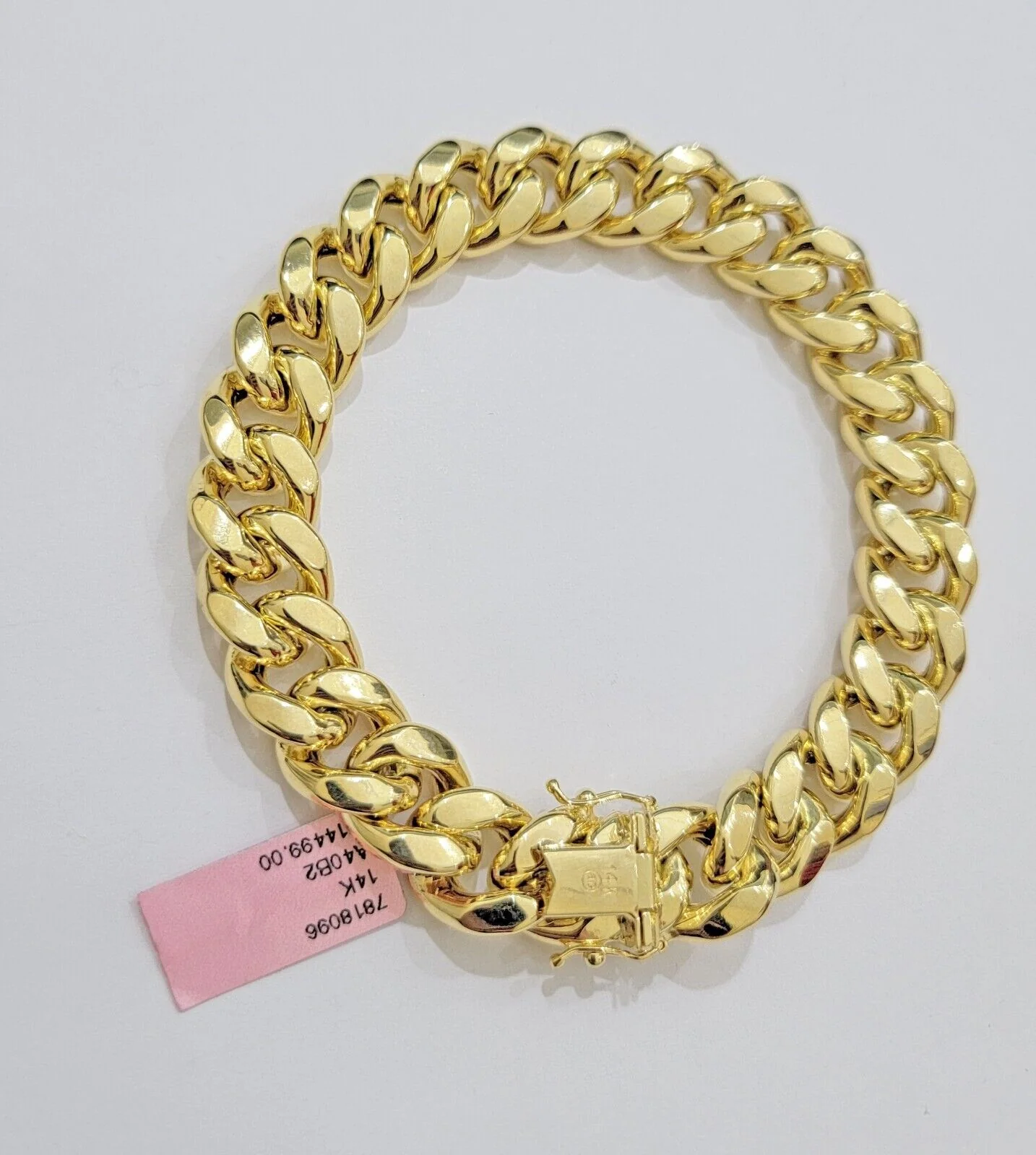 13mm 14k Yellow Gold Bracelet 8 Inch Miami Cuban Link Box Clasp Men's REAL 14kt - Image 4