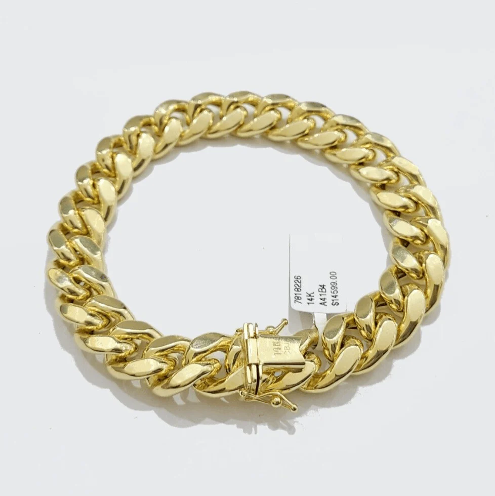 13mm 14k Yellow Gold Bracelet 8 Inch Miami Cuban Link Box Clasp Men's REAL 14kt - Image 7