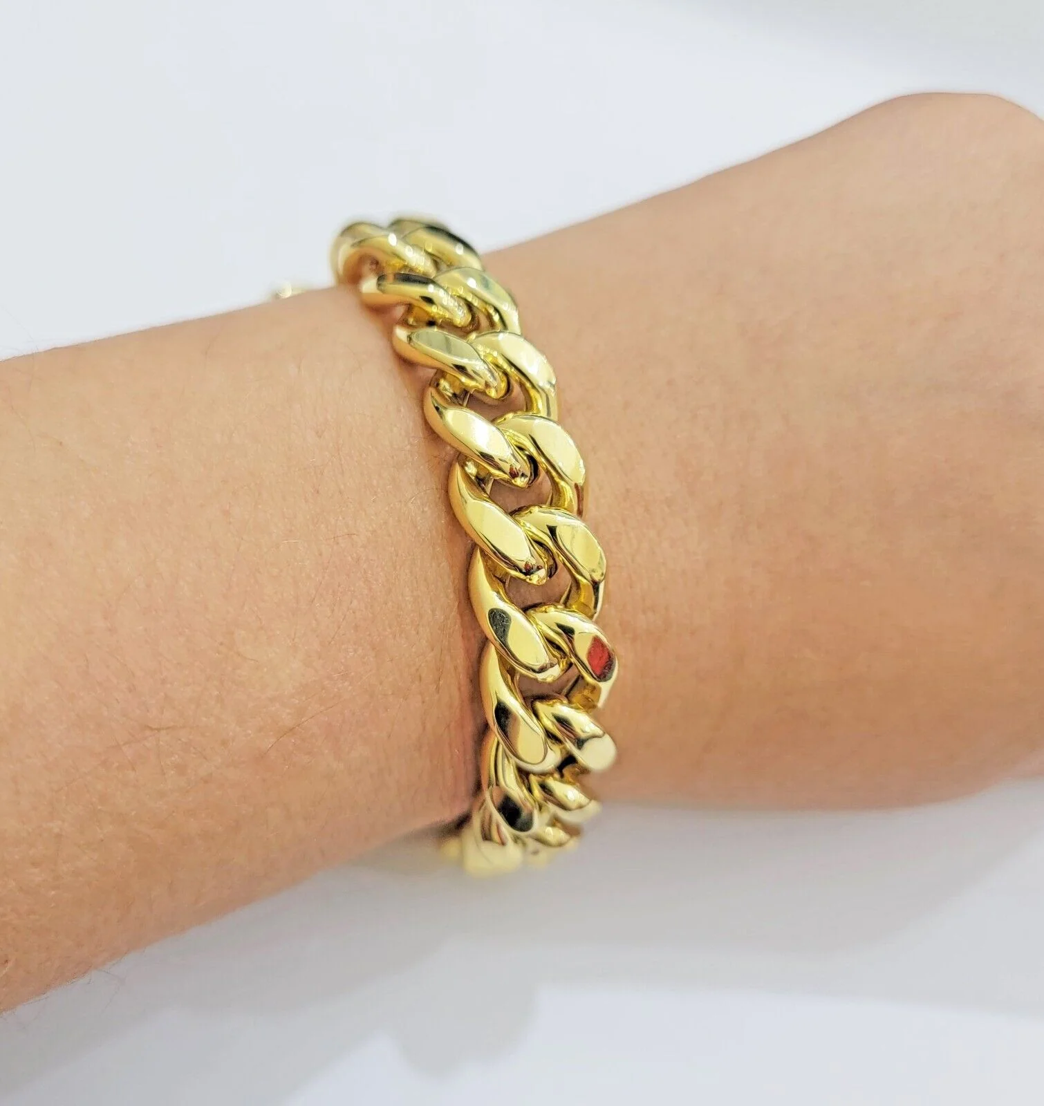 13mm 14k Yellow Gold Bracelet Miami Cuban Link 7 Inch Small Wrist Mens REAL 14kt
