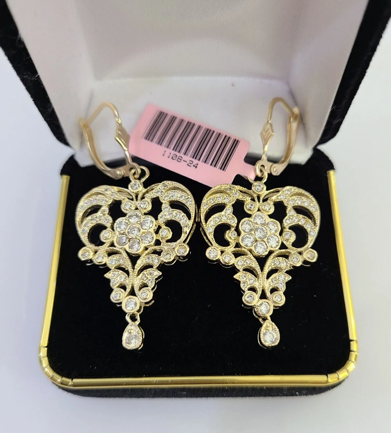 14k Chandelier Earrings Yellow Gold Push Back Real Women Genuine 14Kt - Image 3