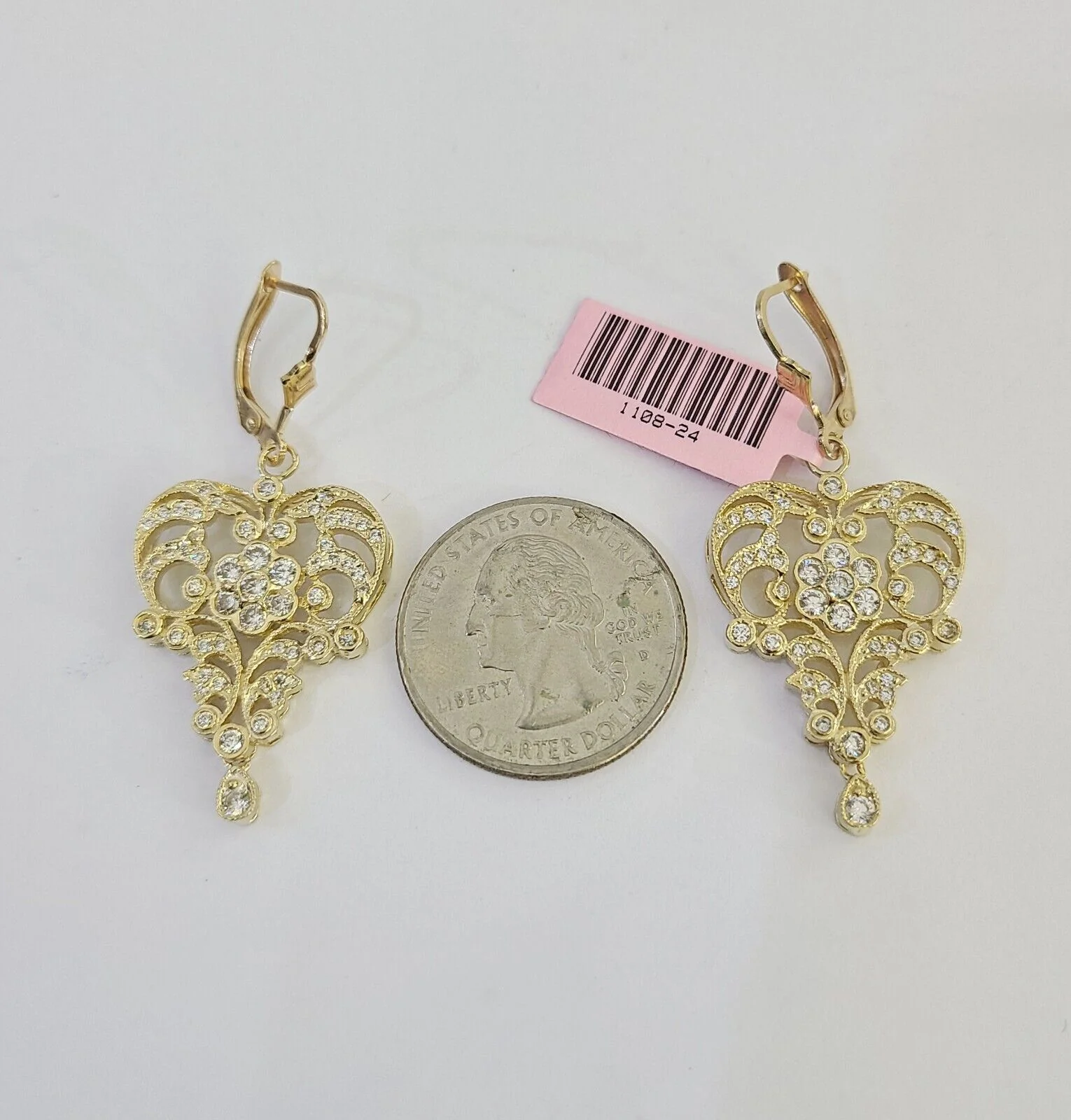 14k Chandelier Earrings Yellow Gold Push Back Real Women Genuine 14Kt - Image 5