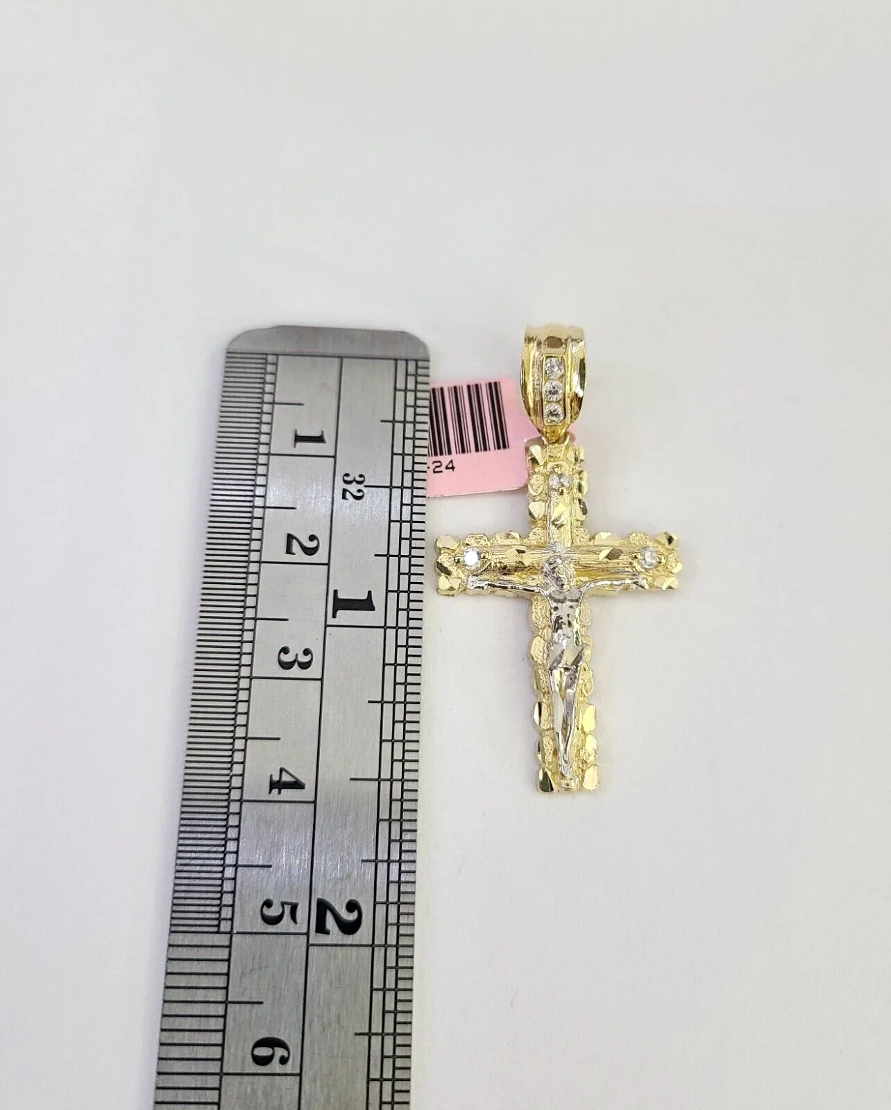 14k Cross Nugget Pendant Jesus Crucifix 14kt Charm REAL Yellow Gold Religious - Image 3