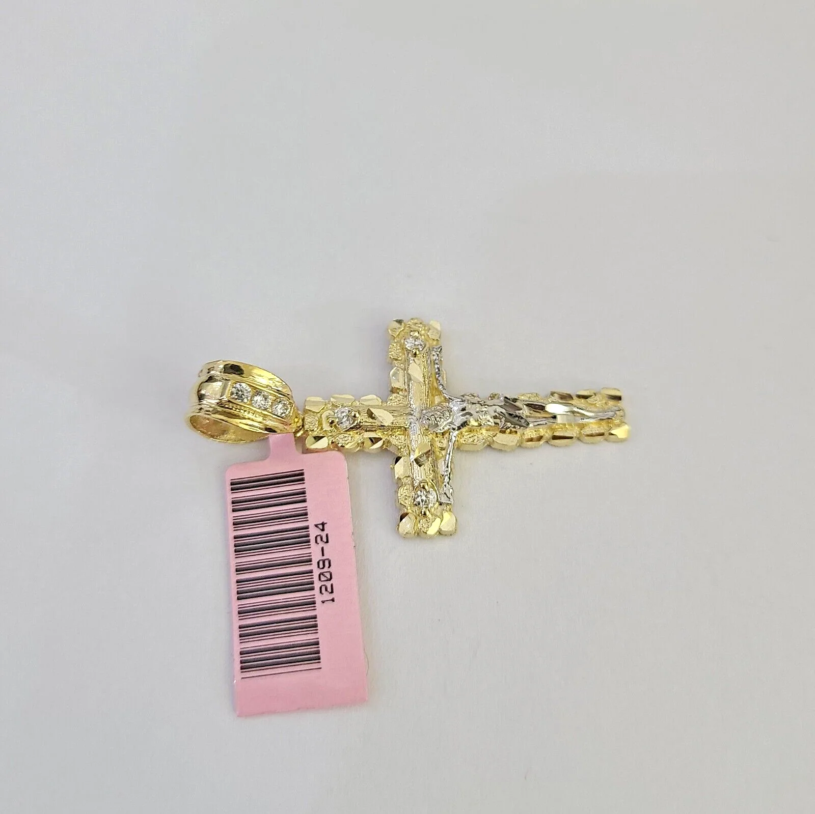 14k Cross Nugget Pendant Jesus Crucifix 14kt Charm REAL Yellow Gold Religious - Image 4