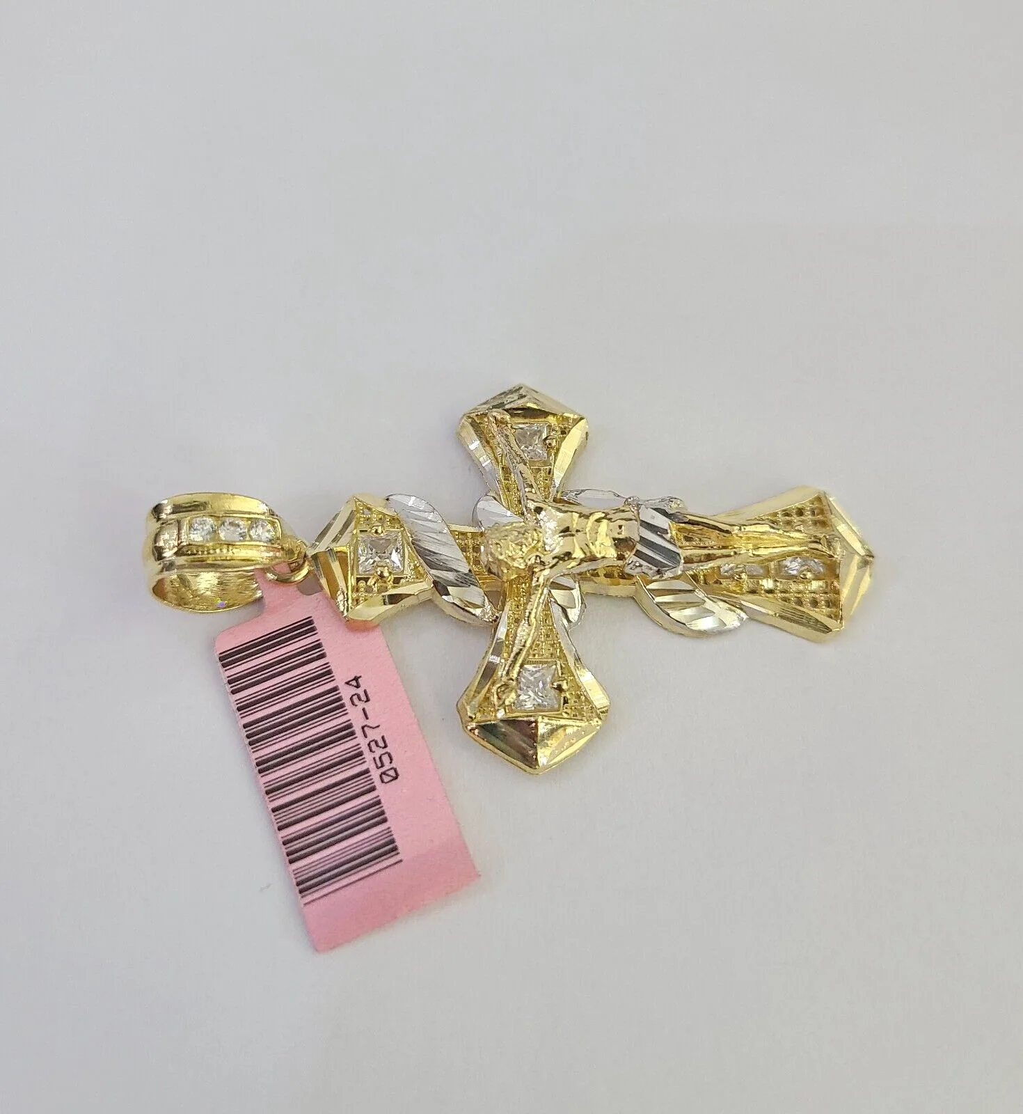 14k Cross Spiral Pendant Jesus Crucifix 14kt Charm REAL Yellow Gold Religious - Image 3