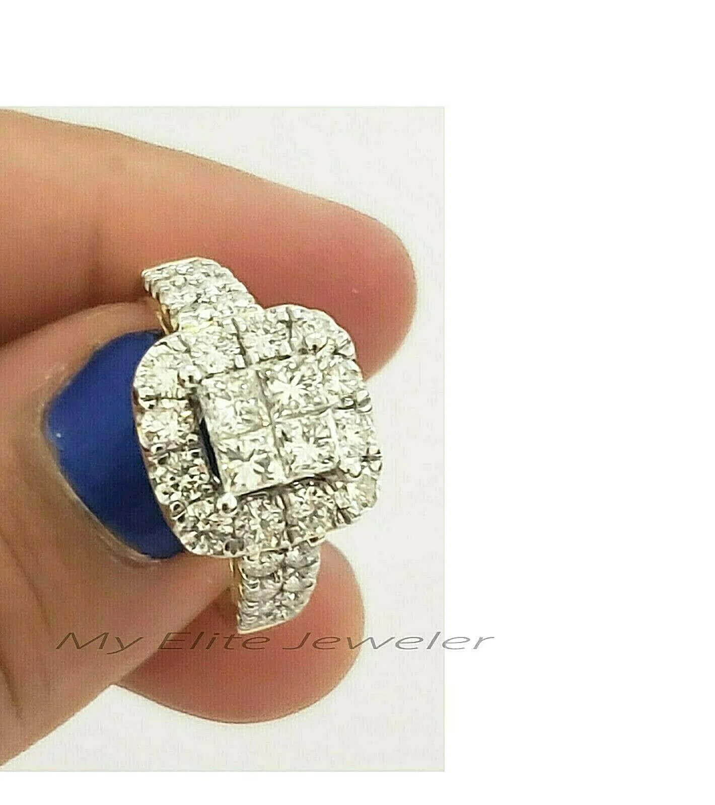 14k Gold 2CT Princess Cut VS Diamond Ladies Ring Bridal set Include Band Ring Sizes 6,7,8,9,10,11 & 12 - Image 3